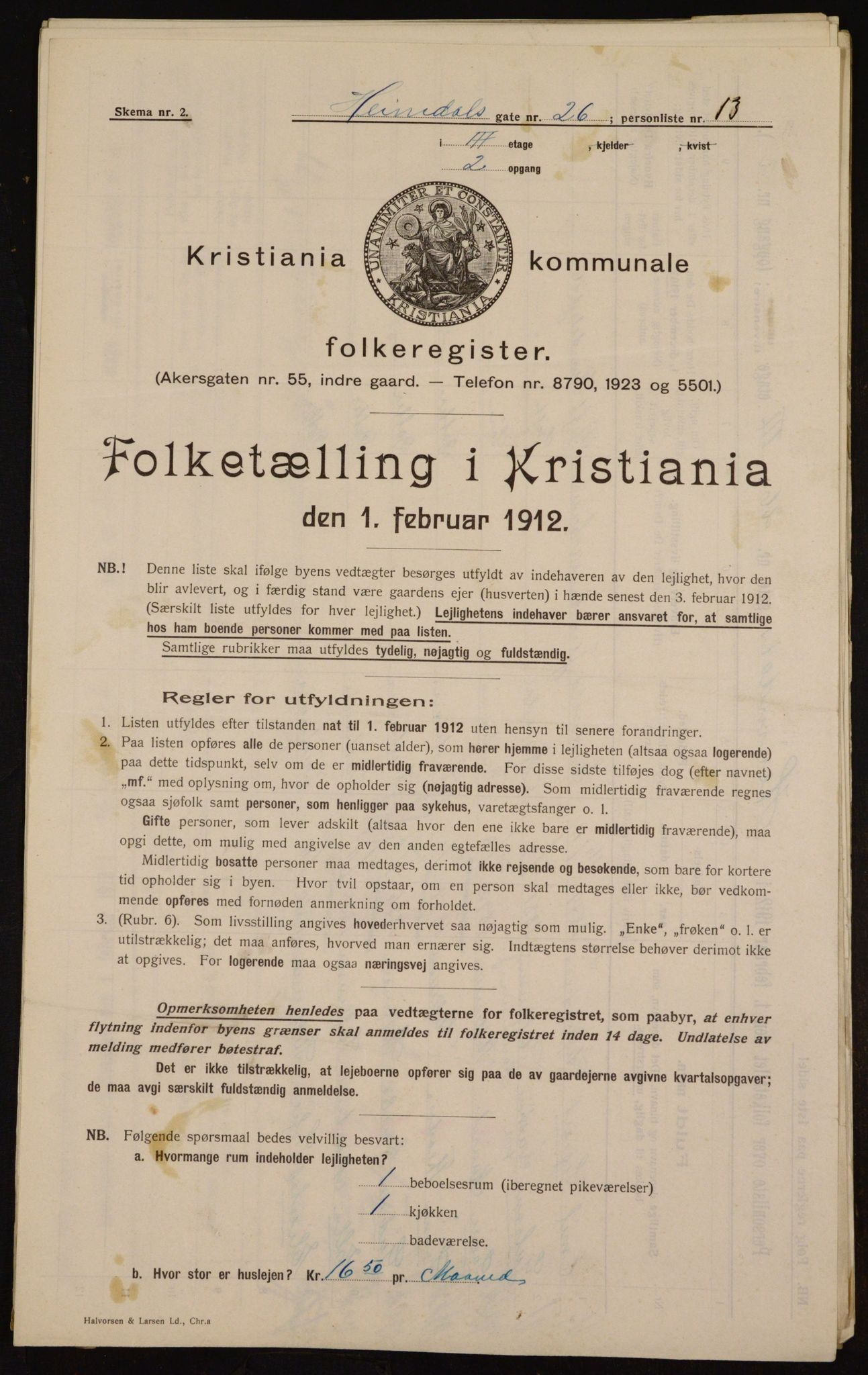 OBA, Municipal Census 1912 for Kristiania, 1912, p. 37213