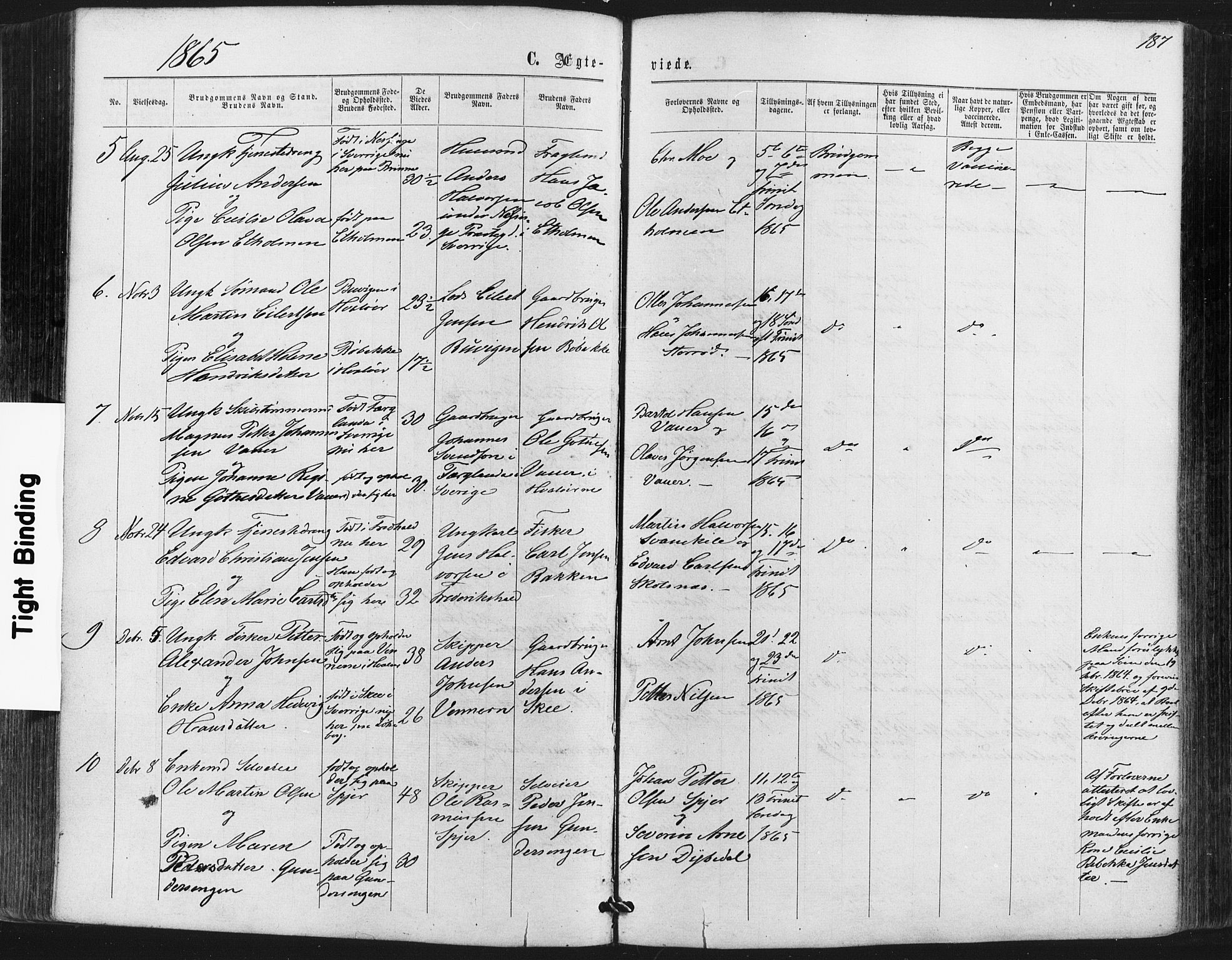 Hvaler prestekontor Kirkebøker, AV/SAO-A-2001/F/Fa/L0007: Parish register (official) no. I 7, 1864-1878, p. 187