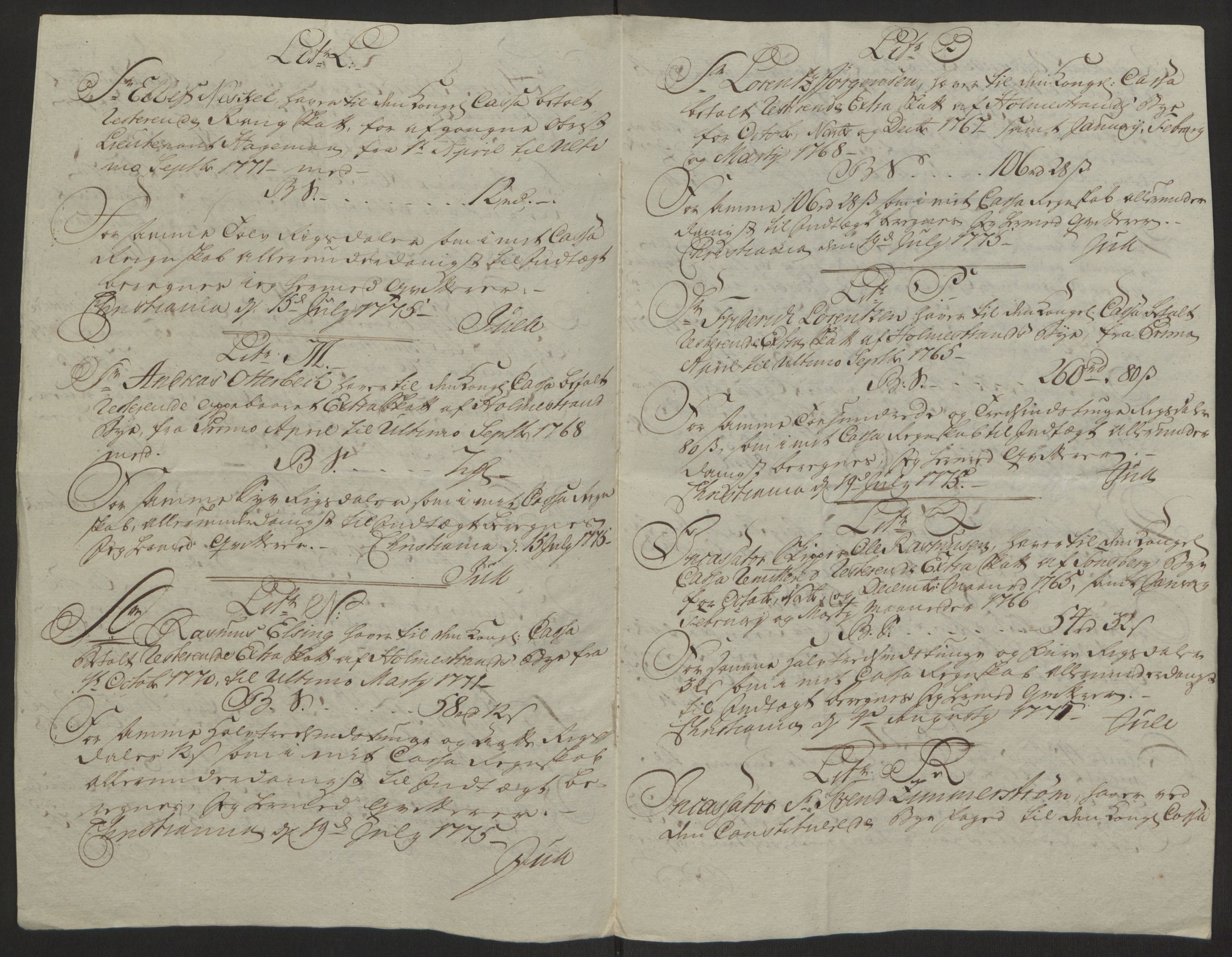 Rentekammeret inntil 1814, Reviderte regnskaper, Byregnskaper, AV/RA-EA-4066/R/Rh/L0162/0001: [H4] Kontribusjonsregnskap / Ekstraskatt, Tønsberg, 1762-1772, p. 530