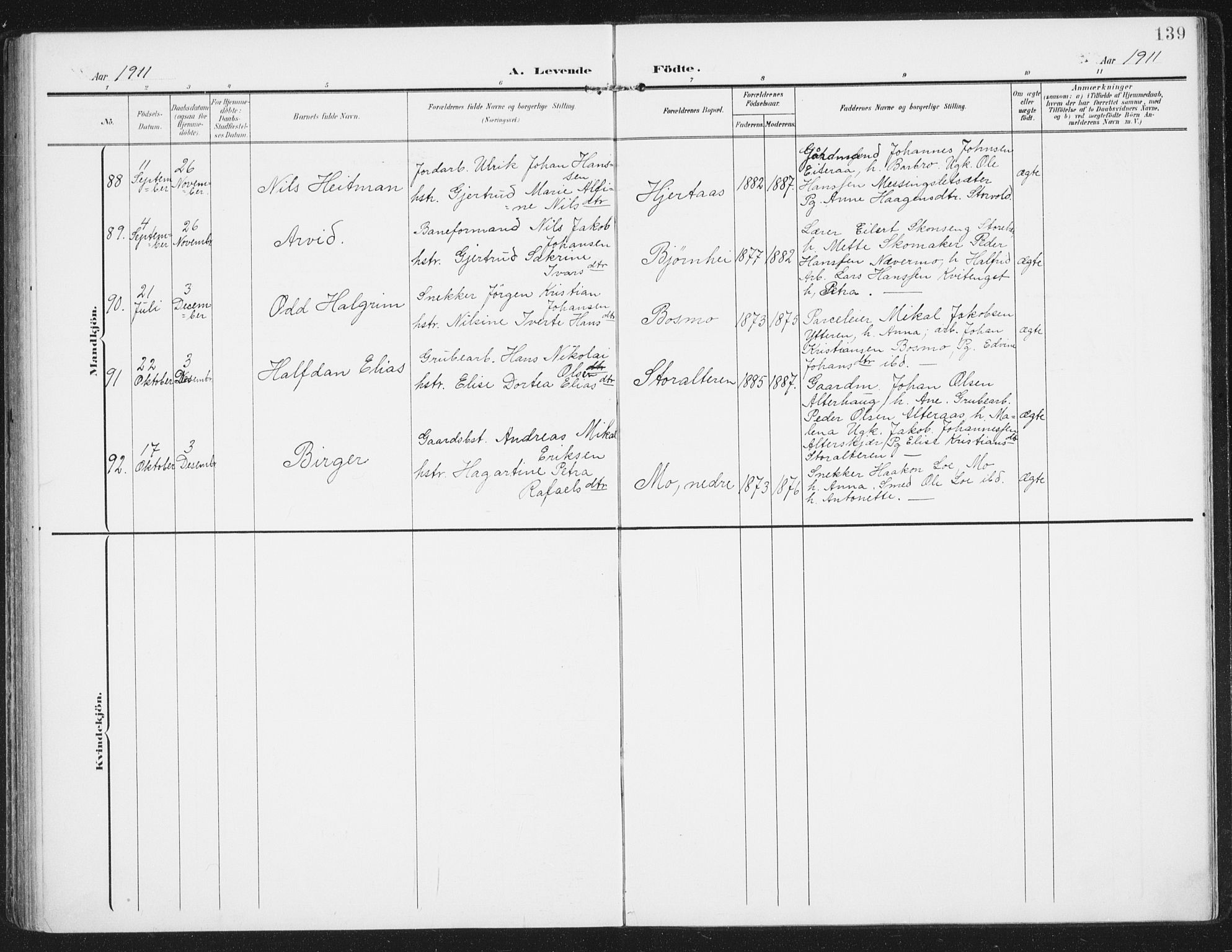 Ministerialprotokoller, klokkerbøker og fødselsregistre - Nordland, AV/SAT-A-1459/827/L0402: Parish register (official) no. 827A14, 1903-1912, p. 139