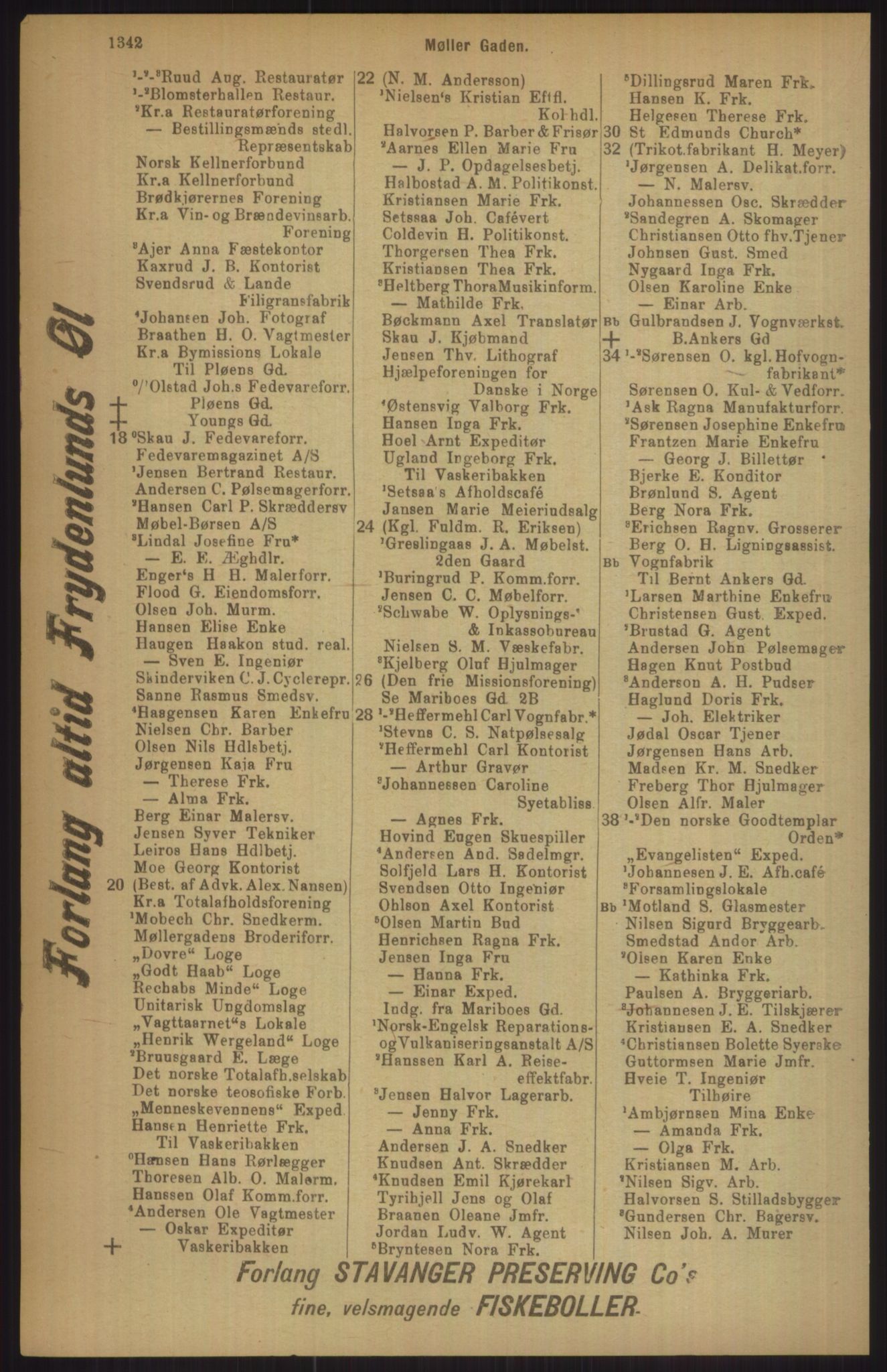 Kristiania/Oslo adressebok, PUBL/-, 1911, p. 1342