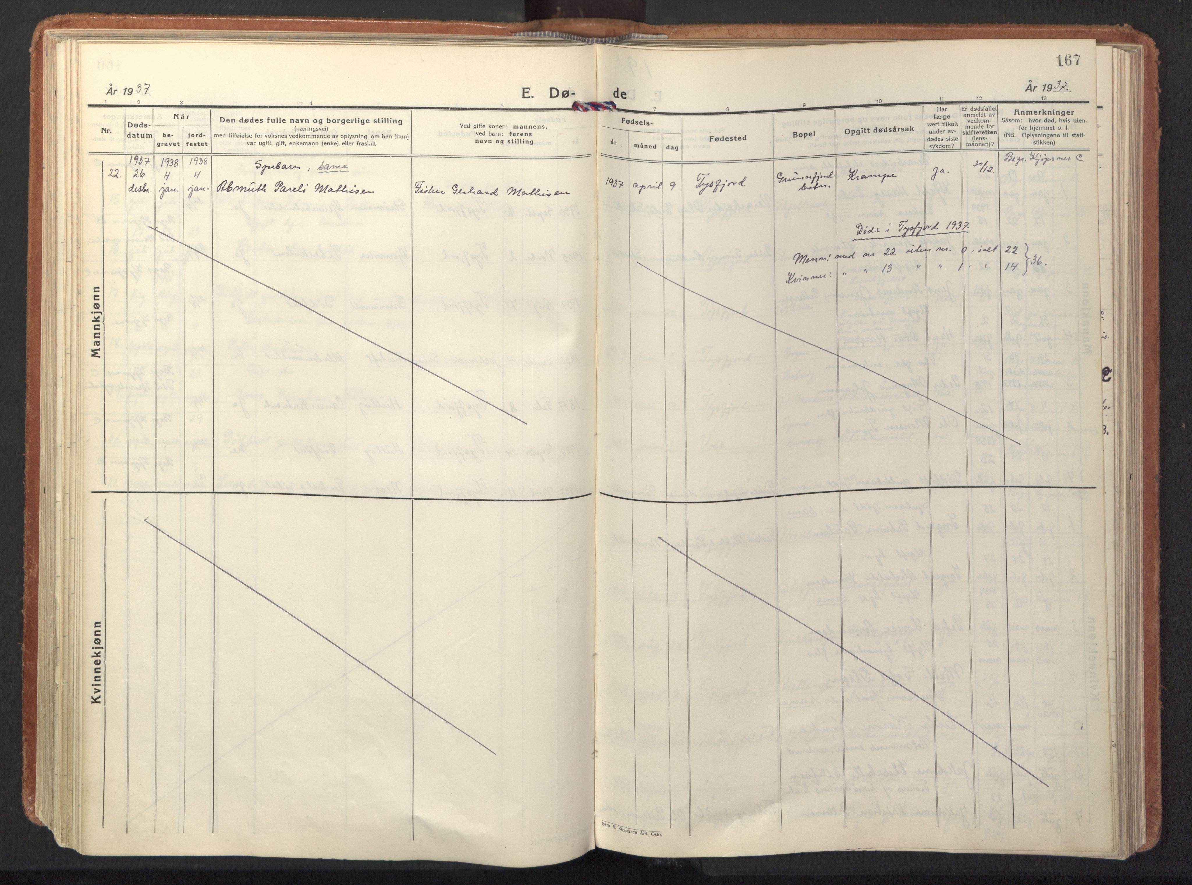 Ministerialprotokoller, klokkerbøker og fødselsregistre - Nordland, AV/SAT-A-1459/861/L0874: Parish register (official) no. 861A09, 1932-1939, p. 167