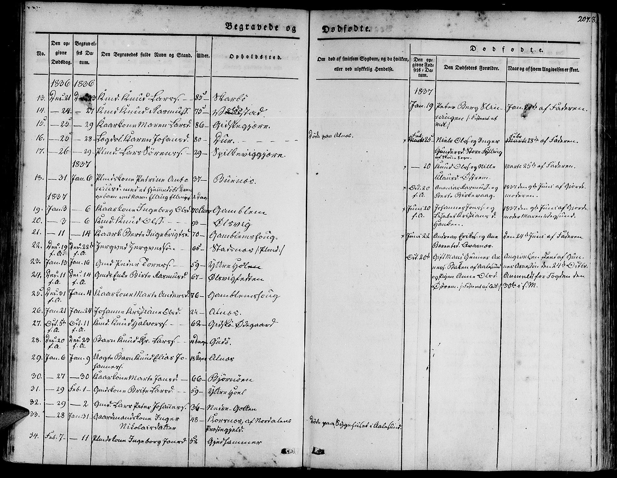 Ministerialprotokoller, klokkerbøker og fødselsregistre - Møre og Romsdal, AV/SAT-A-1454/528/L0395: Parish register (official) no. 528A06, 1828-1839, p. 207