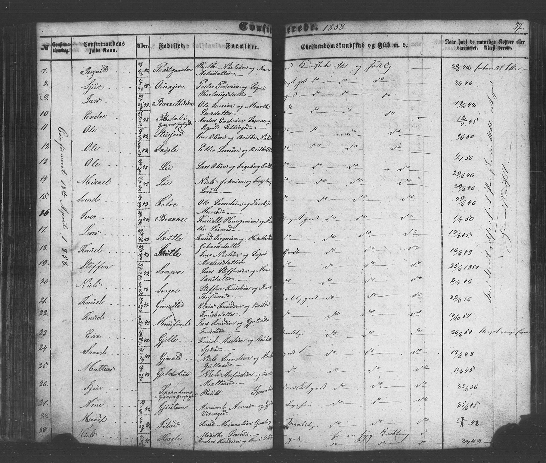 Voss sokneprestembete, SAB/A-79001/H/Haa: Parish register (official) no. A 18, 1848-1876, p. 57