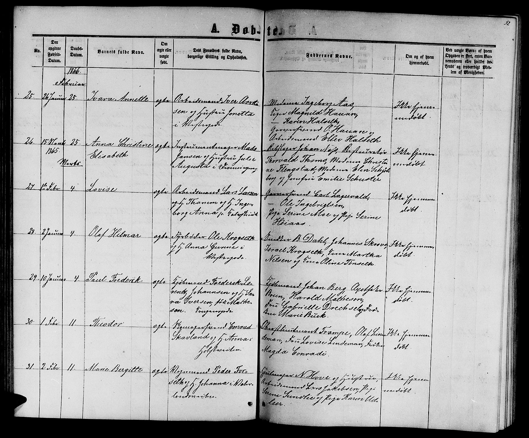 Ministerialprotokoller, klokkerbøker og fødselsregistre - Sør-Trøndelag, AV/SAT-A-1456/601/L0087: Parish register (copy) no. 601C05, 1864-1881, p. 52