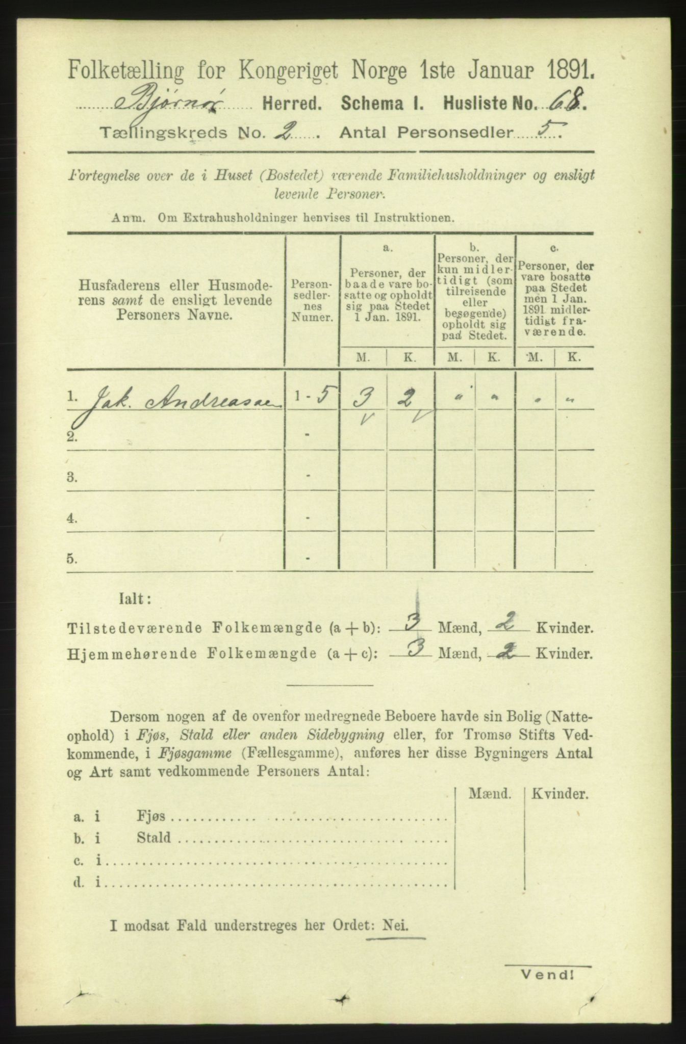 RA, 1891 census for 1632 Bjørnør, 1891, p. 622