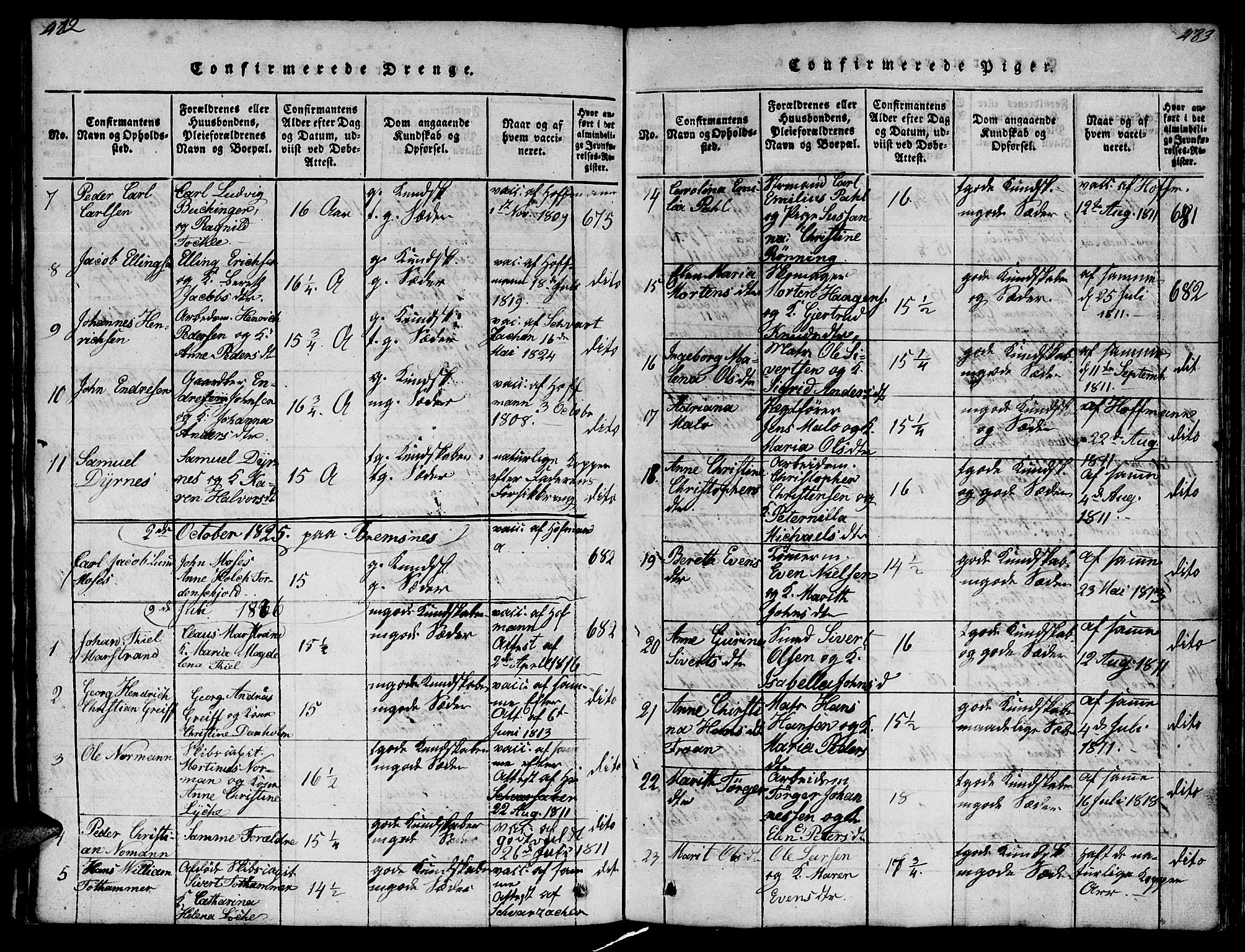Ministerialprotokoller, klokkerbøker og fødselsregistre - Møre og Romsdal, SAT/A-1454/572/L0856: Parish register (copy) no. 572C01, 1819-1832, p. 482-483