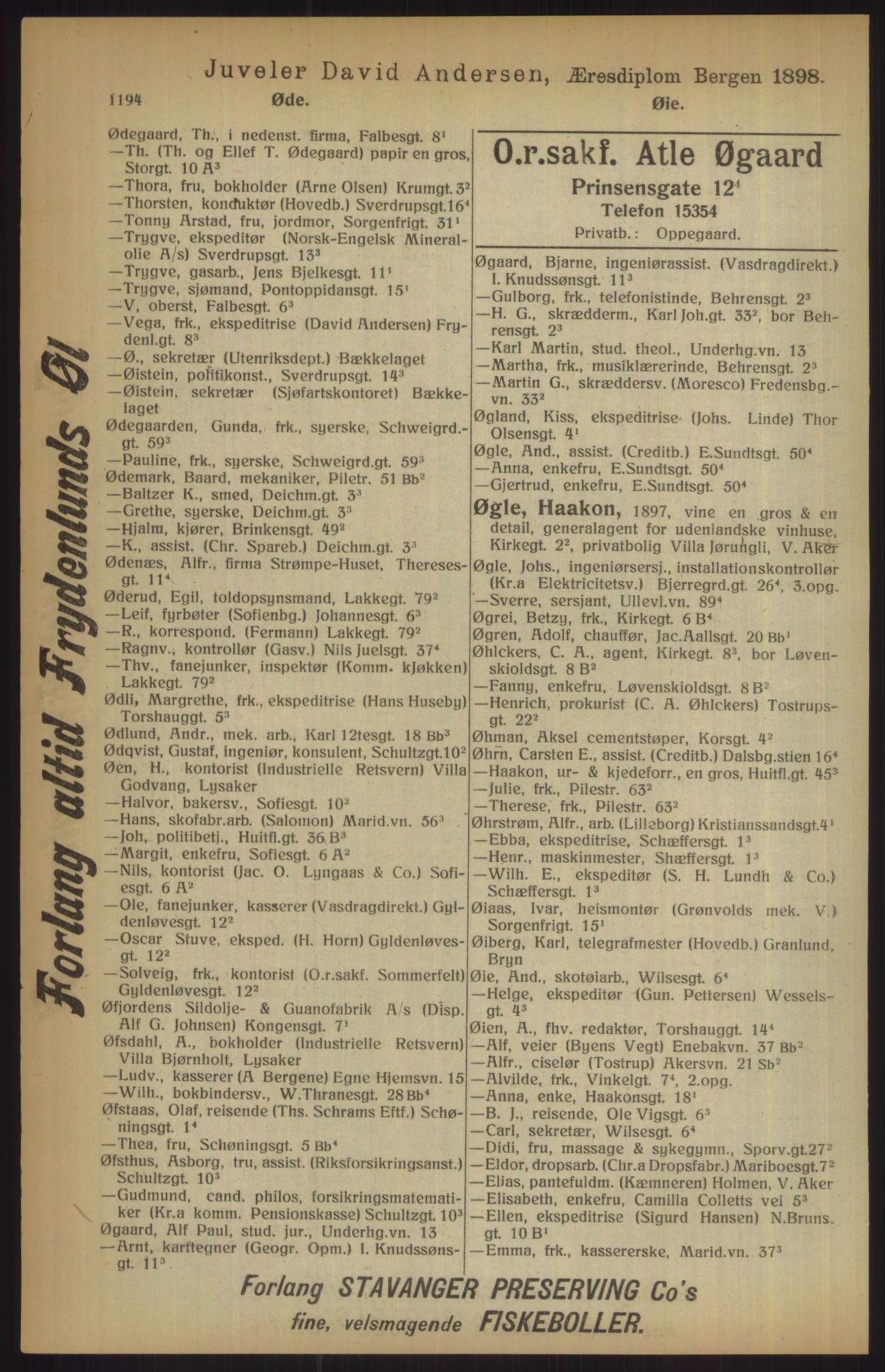 Kristiania/Oslo adressebok, PUBL/-, 1915, p. 1194