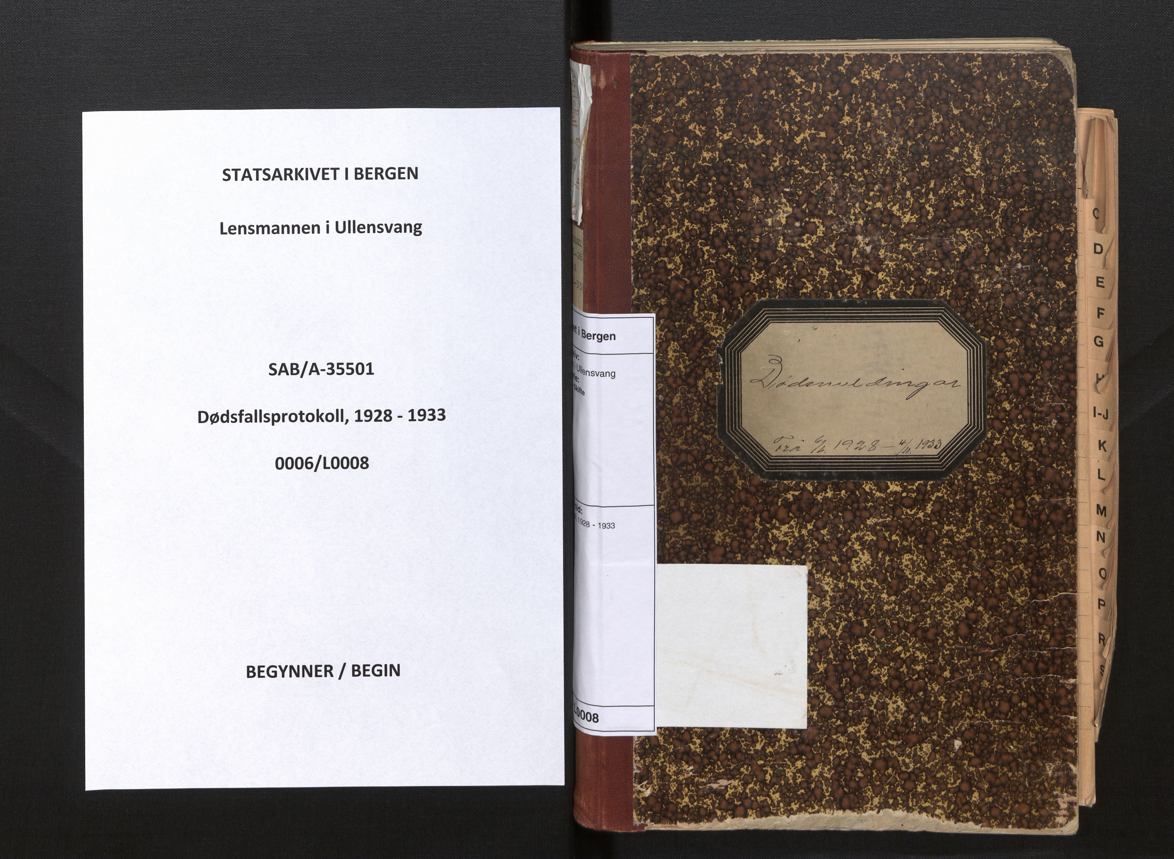 Lensmannen i Ullensvang, SAB/A-35501/0006/L0008: Dødsfallprotokoll, 1928-1933