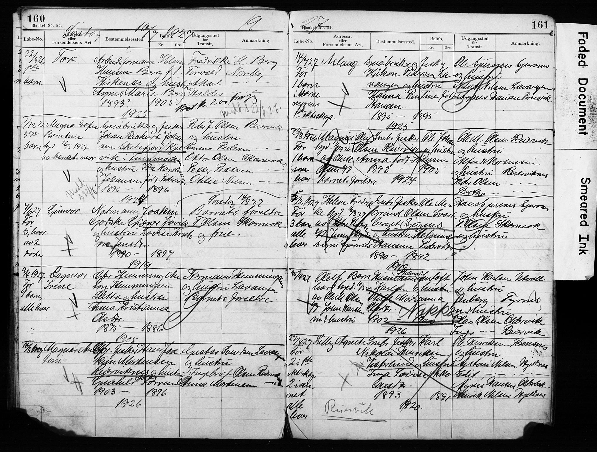 Lyngen sokneprestembete, AV/SATØ-S-1289/H/Ha/L0052/0002: Baptism register no. 52.2, 1915-1928, p. 160-161