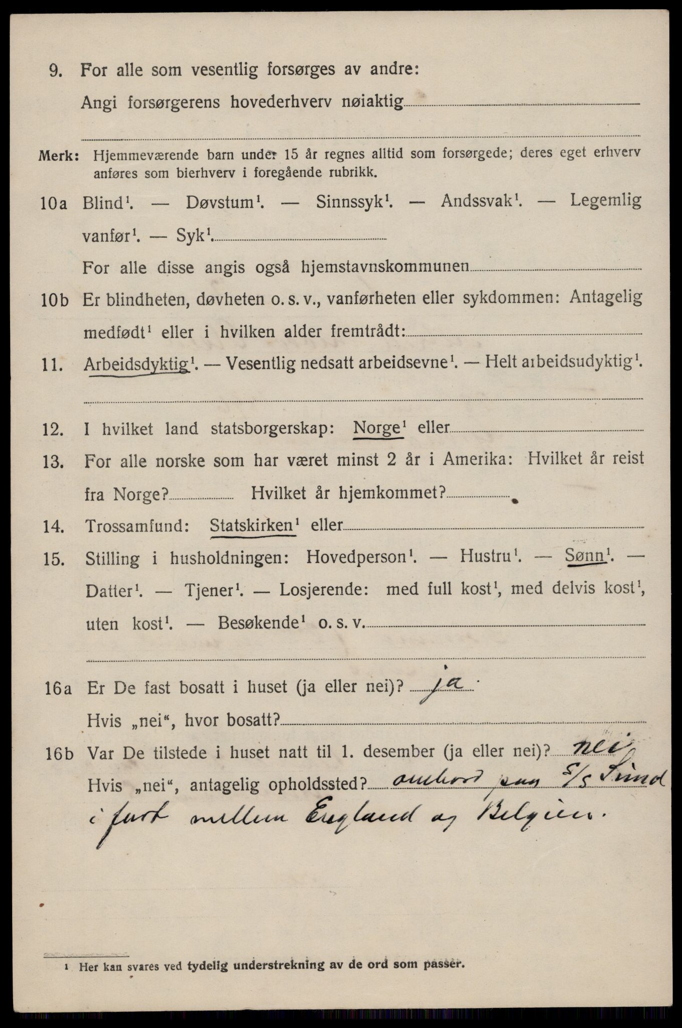 SAST, 1920 census for Eigersund, 1920, p. 2800