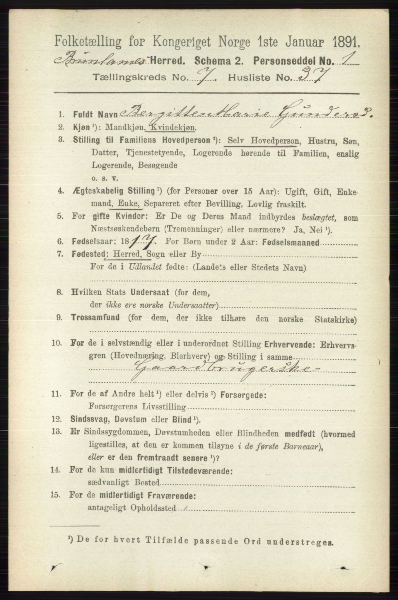 RA, 1891 census for 0726 Brunlanes, 1891, p. 3212