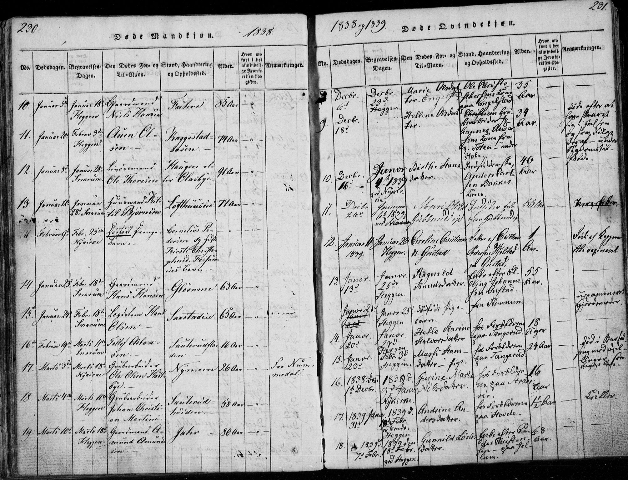 Modum kirkebøker, AV/SAKO-A-234/F/Fa/L0006: Parish register (official) no. 6, 1832-1841, p. 230-231