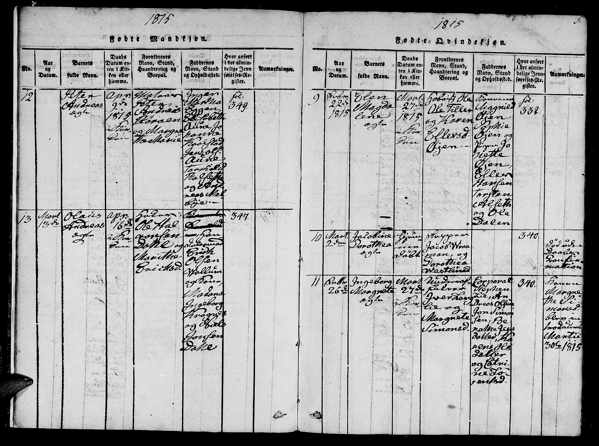 Ministerialprotokoller, klokkerbøker og fødselsregistre - Sør-Trøndelag, AV/SAT-A-1456/602/L0107: Parish register (official) no. 602A05, 1815-1821, p. 5