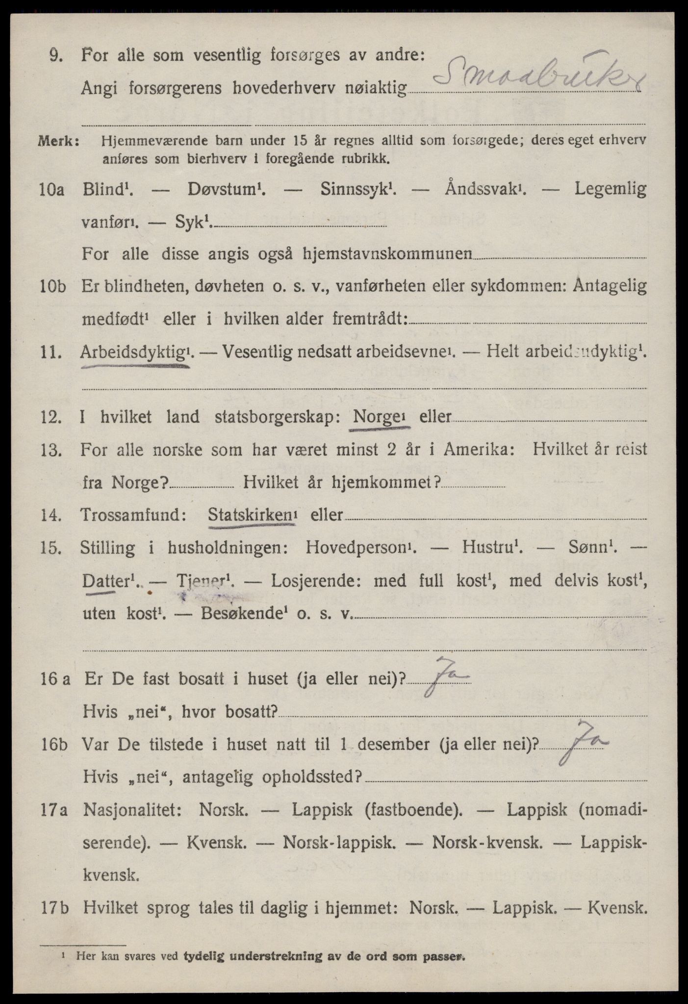 SAT, 1920 census for Meldal, 1920, p. 9474