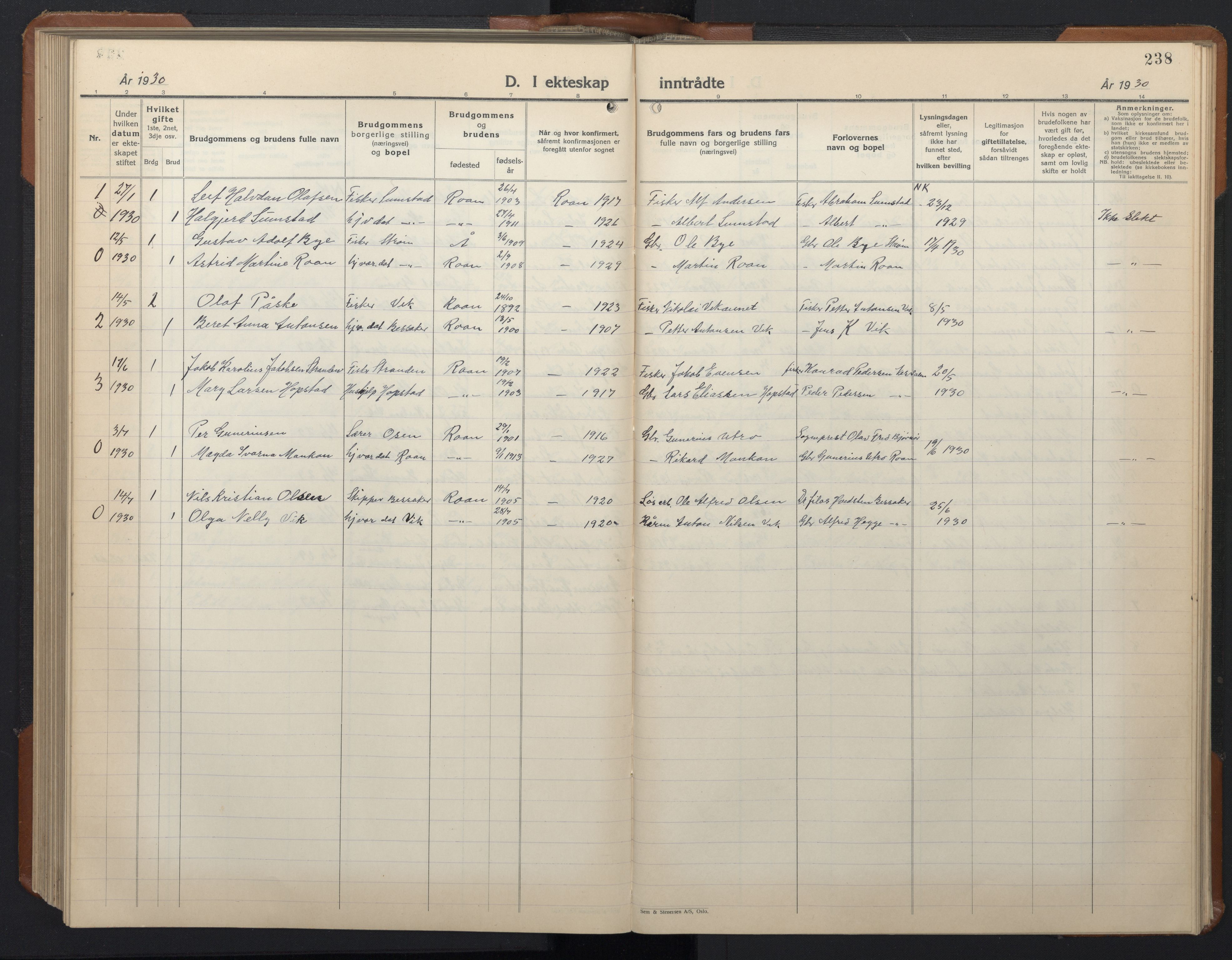 Ministerialprotokoller, klokkerbøker og fødselsregistre - Sør-Trøndelag, SAT/A-1456/657/L0718: Parish register (copy) no. 657C05, 1923-1948, p. 238