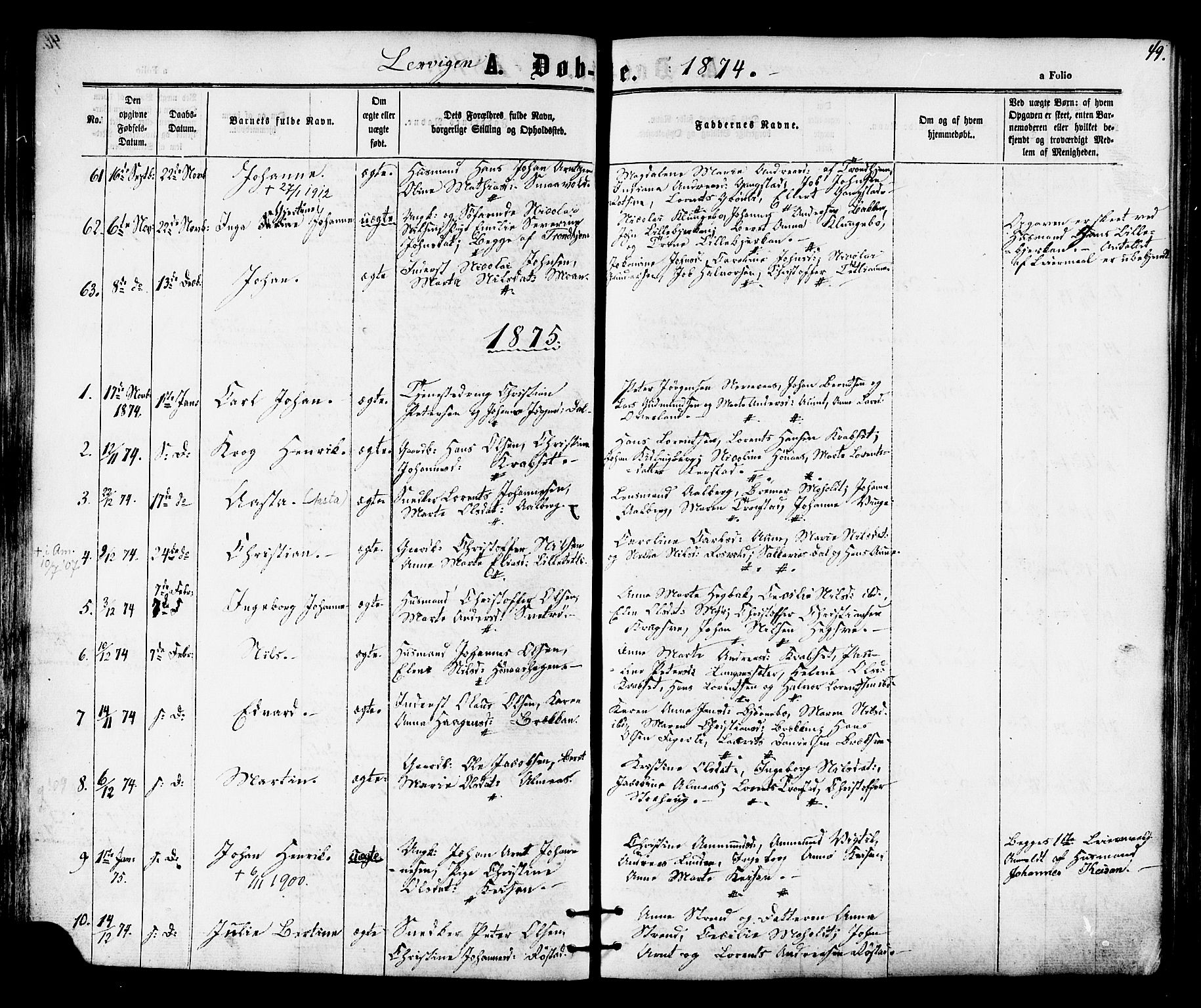 Ministerialprotokoller, klokkerbøker og fødselsregistre - Nord-Trøndelag, SAT/A-1458/701/L0009: Parish register (official) no. 701A09 /1, 1864-1882, p. 49