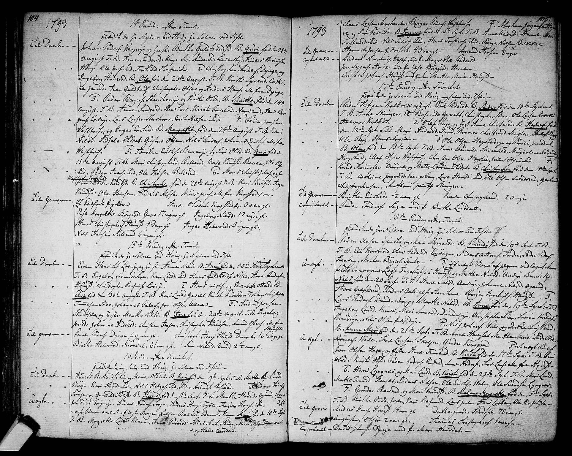 Eiker kirkebøker, SAKO/A-4/F/Fa/L0009: Parish register (official) no. I 9, 1789-1806, p. 104-105
