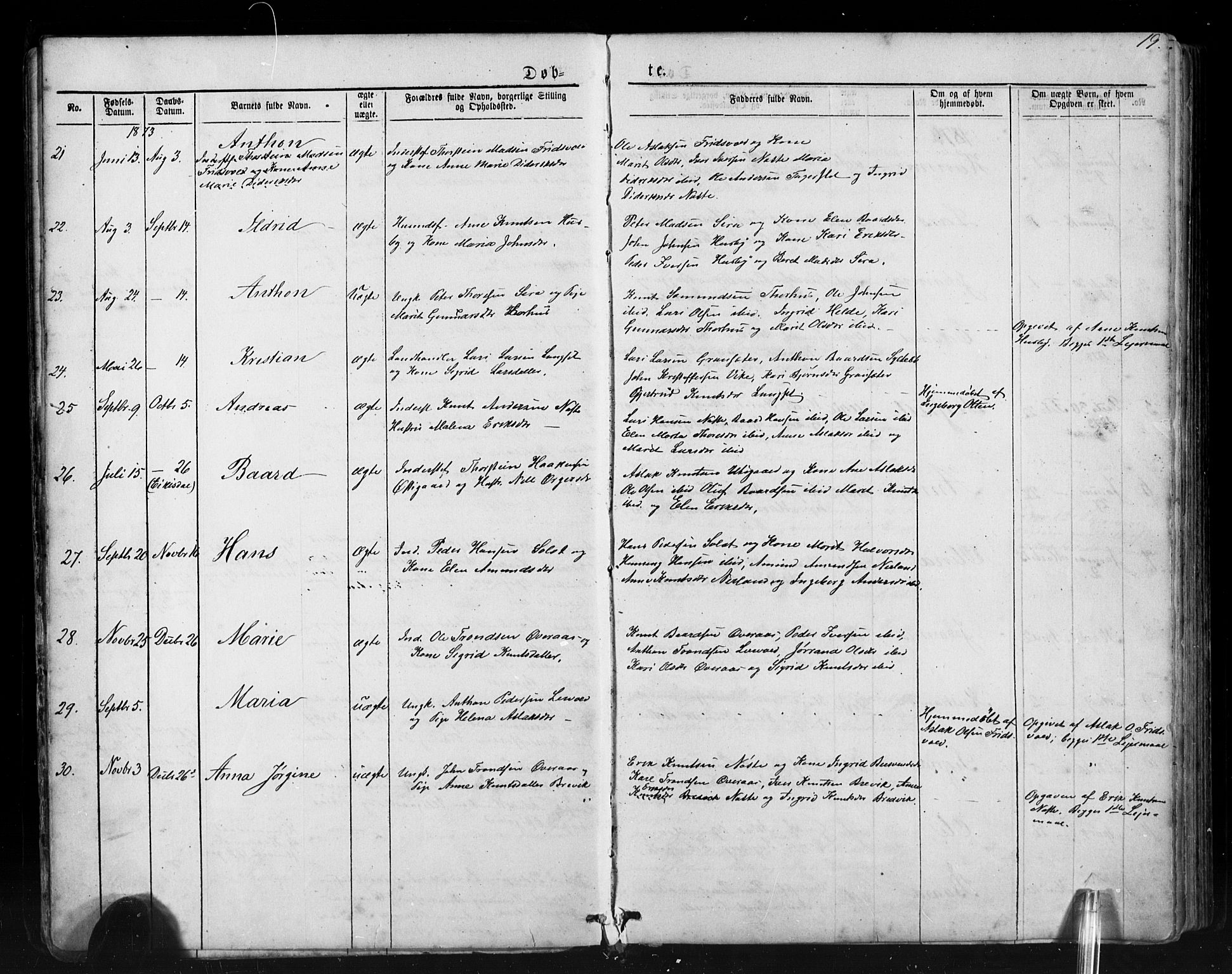 Ministerialprotokoller, klokkerbøker og fødselsregistre - Møre og Romsdal, SAT/A-1454/552/L0638: Parish register (copy) no. 552C01, 1867-1902, p. 19