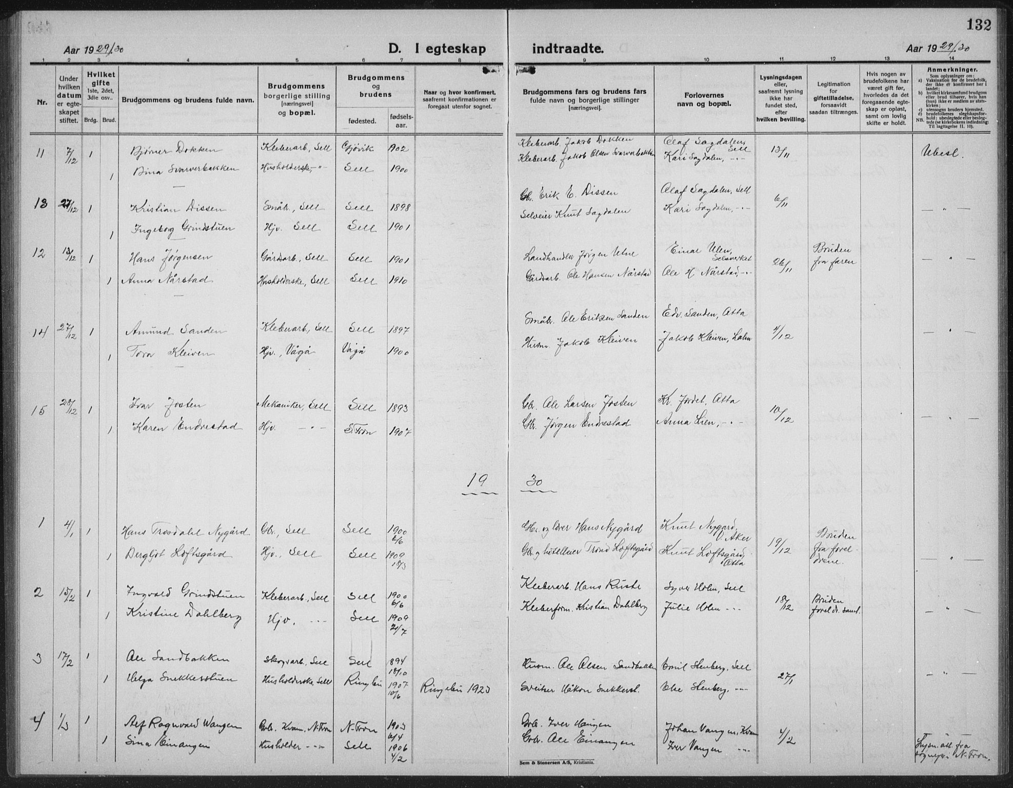 Sel prestekontor, SAH/PREST-074/H/Ha/Hab/L0002: Parish register (copy) no. 2, 1923-1939, p. 132