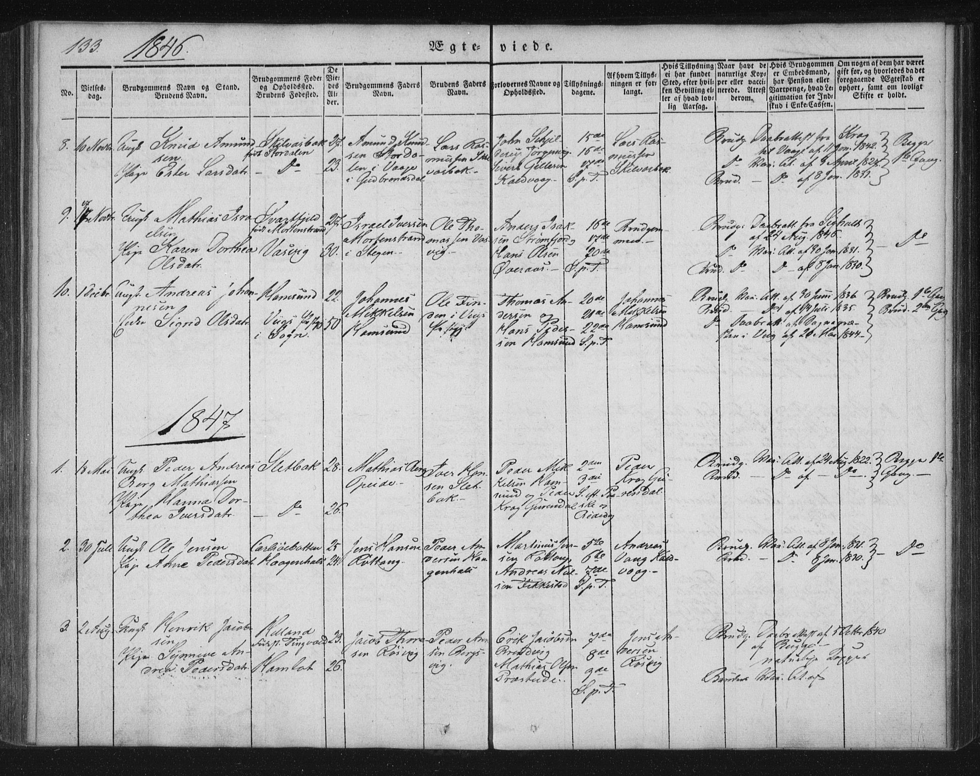 Ministerialprotokoller, klokkerbøker og fødselsregistre - Nordland, AV/SAT-A-1459/859/L0843: Parish register (official) no. 859A03, 1840-1848, p. 133