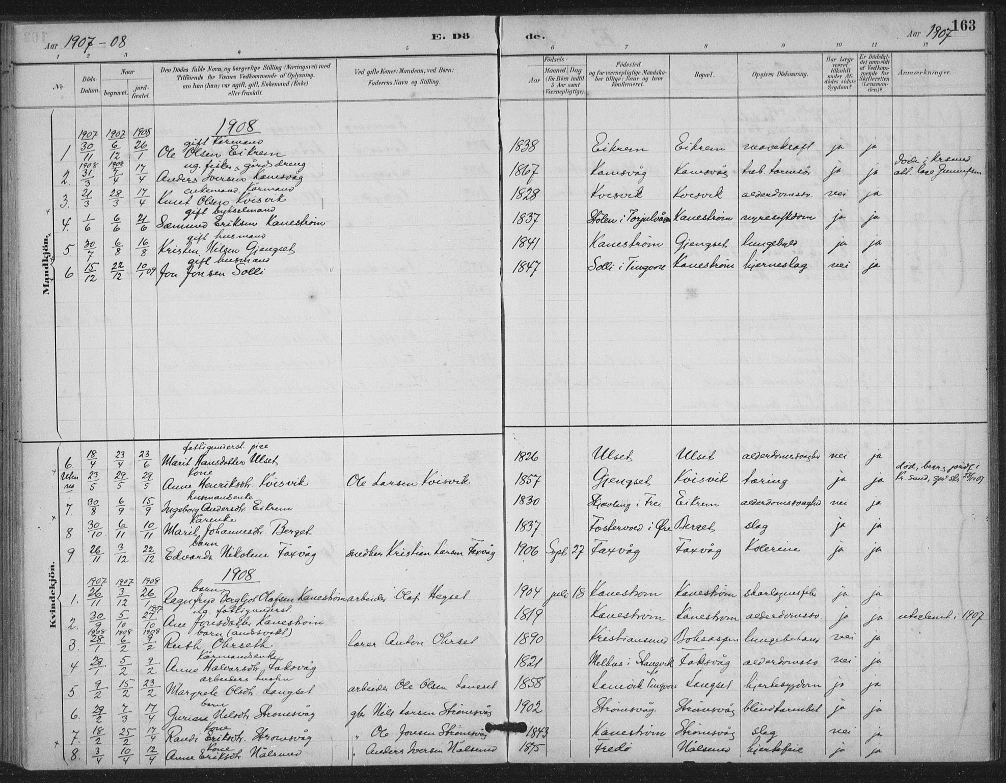 Ministerialprotokoller, klokkerbøker og fødselsregistre - Møre og Romsdal, AV/SAT-A-1454/587/L1000: Parish register (official) no. 587A02, 1887-1910, p. 163