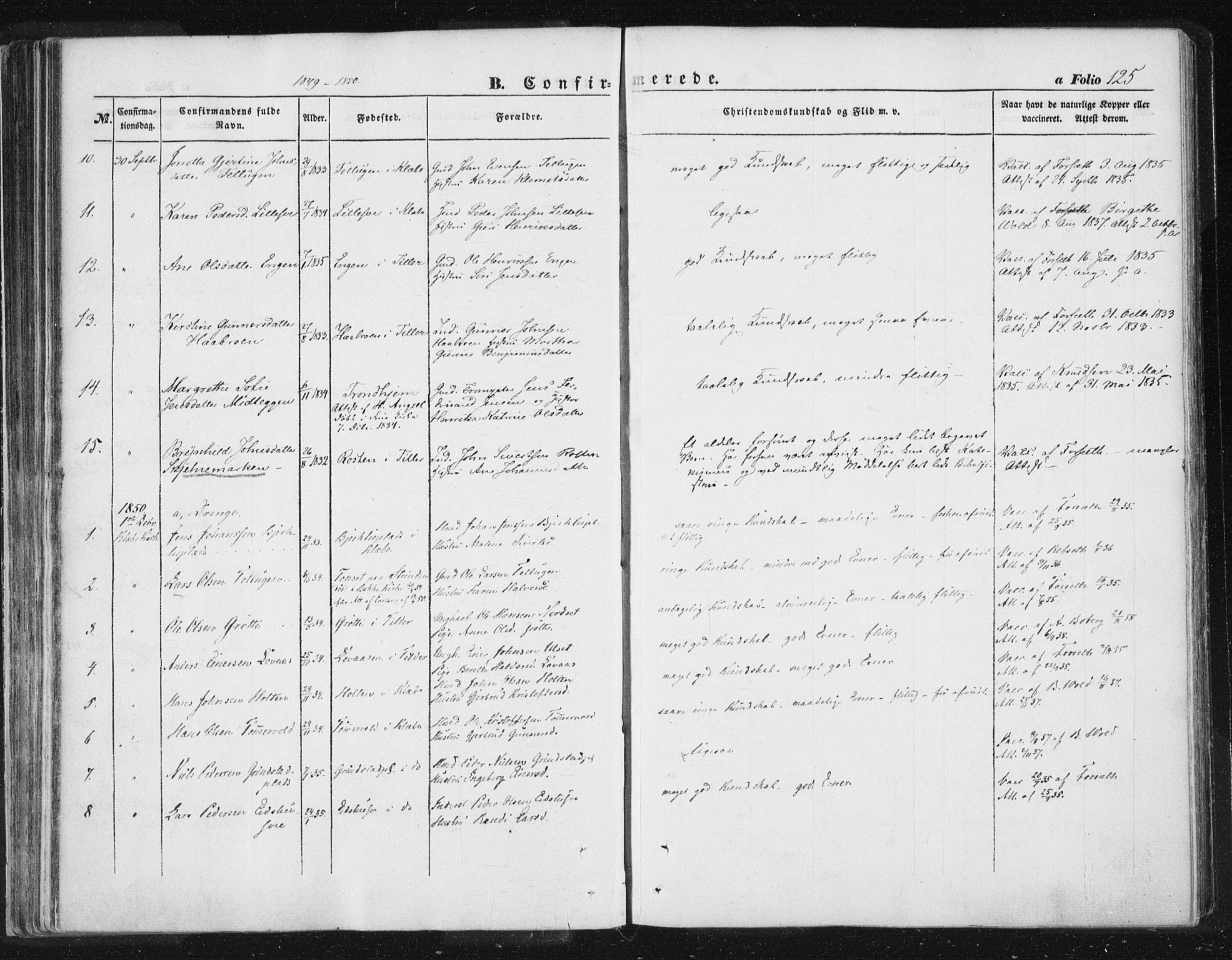 Ministerialprotokoller, klokkerbøker og fødselsregistre - Sør-Trøndelag, SAT/A-1456/618/L0441: Parish register (official) no. 618A05, 1843-1862, p. 125
