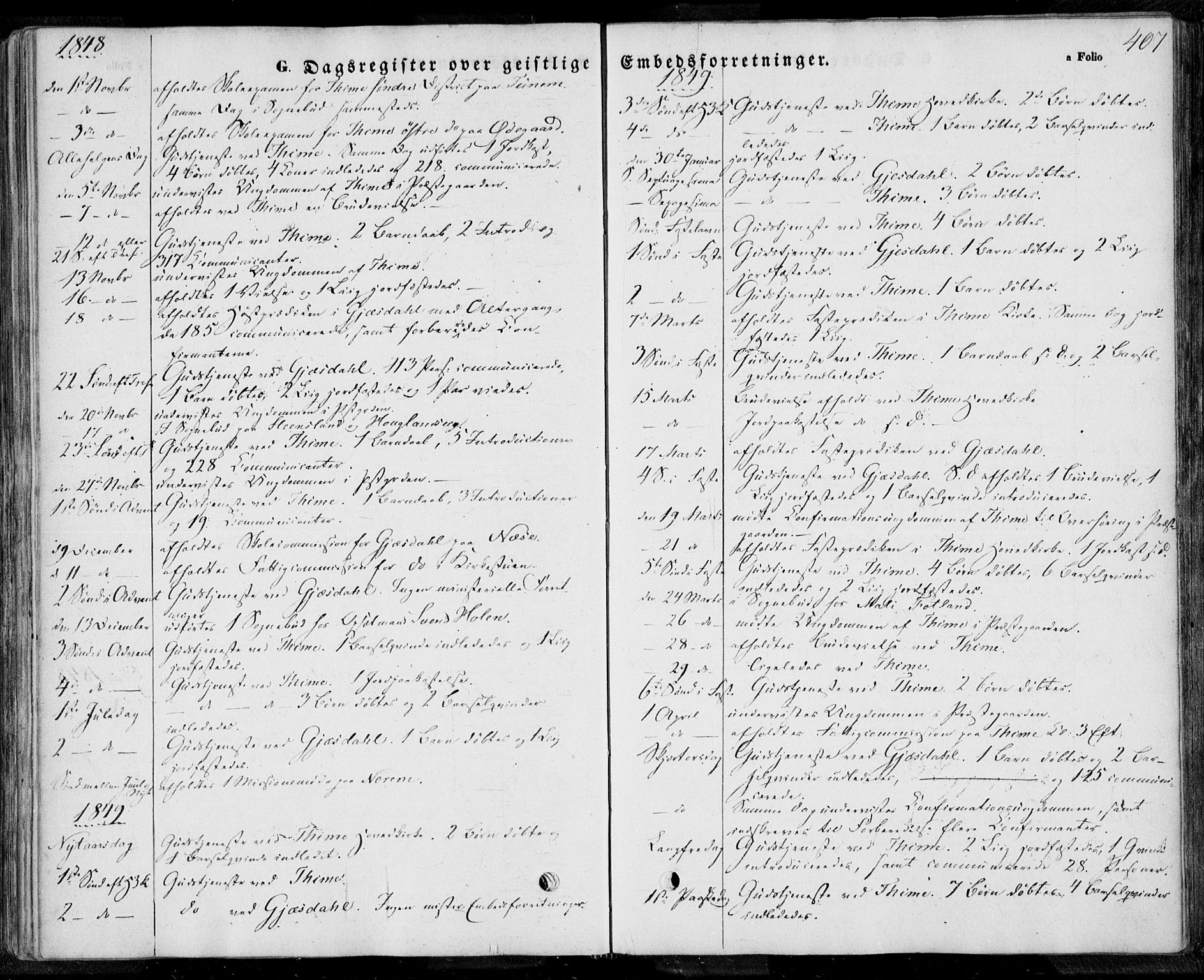 Lye sokneprestkontor, SAST/A-101794/001/30BA/L0006: Parish register (official) no. A 5.2, 1842-1855, p. 407