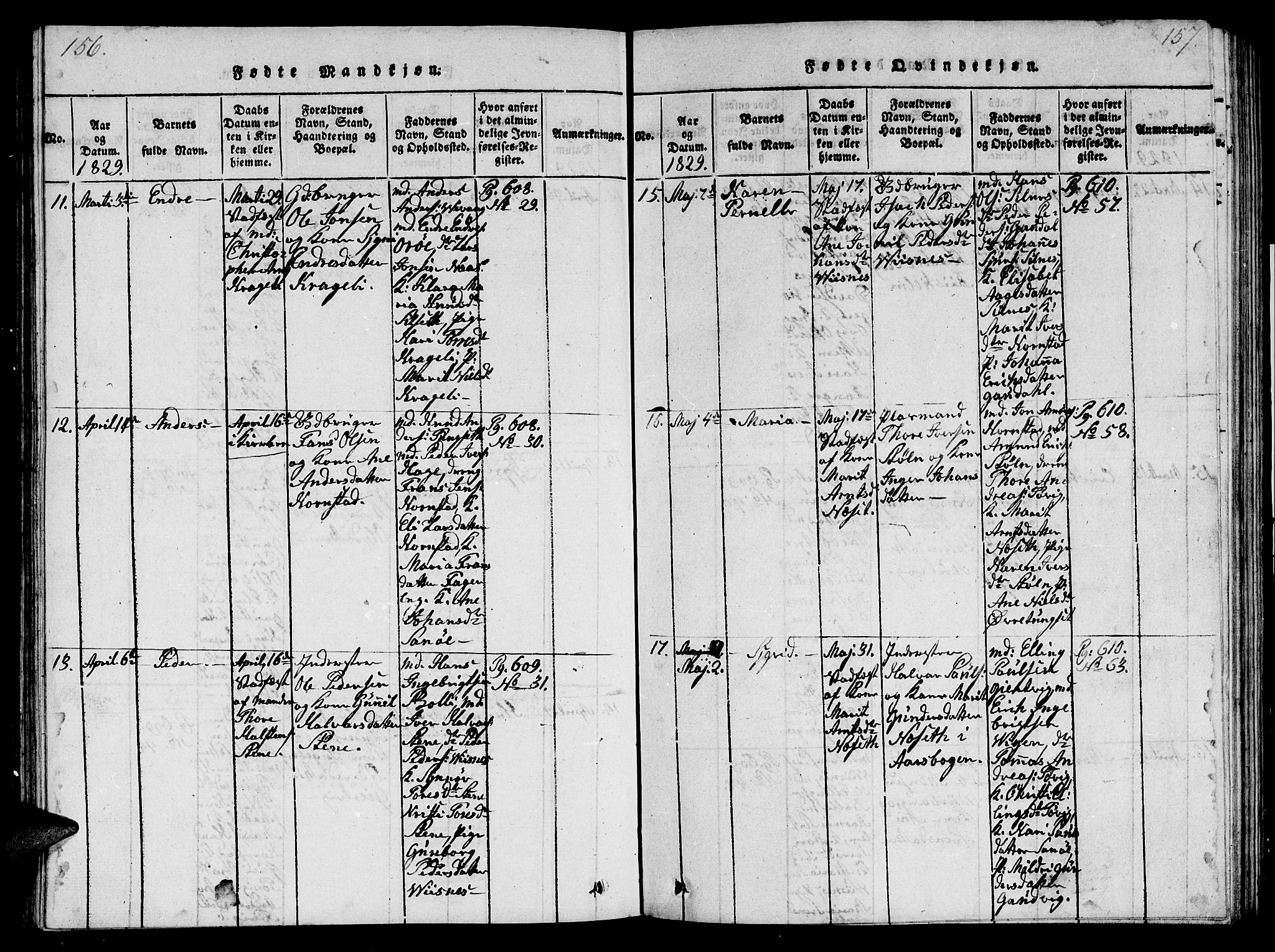 Ministerialprotokoller, klokkerbøker og fødselsregistre - Møre og Romsdal, AV/SAT-A-1454/570/L0831: Parish register (official) no. 570A05, 1819-1829, p. 156-157