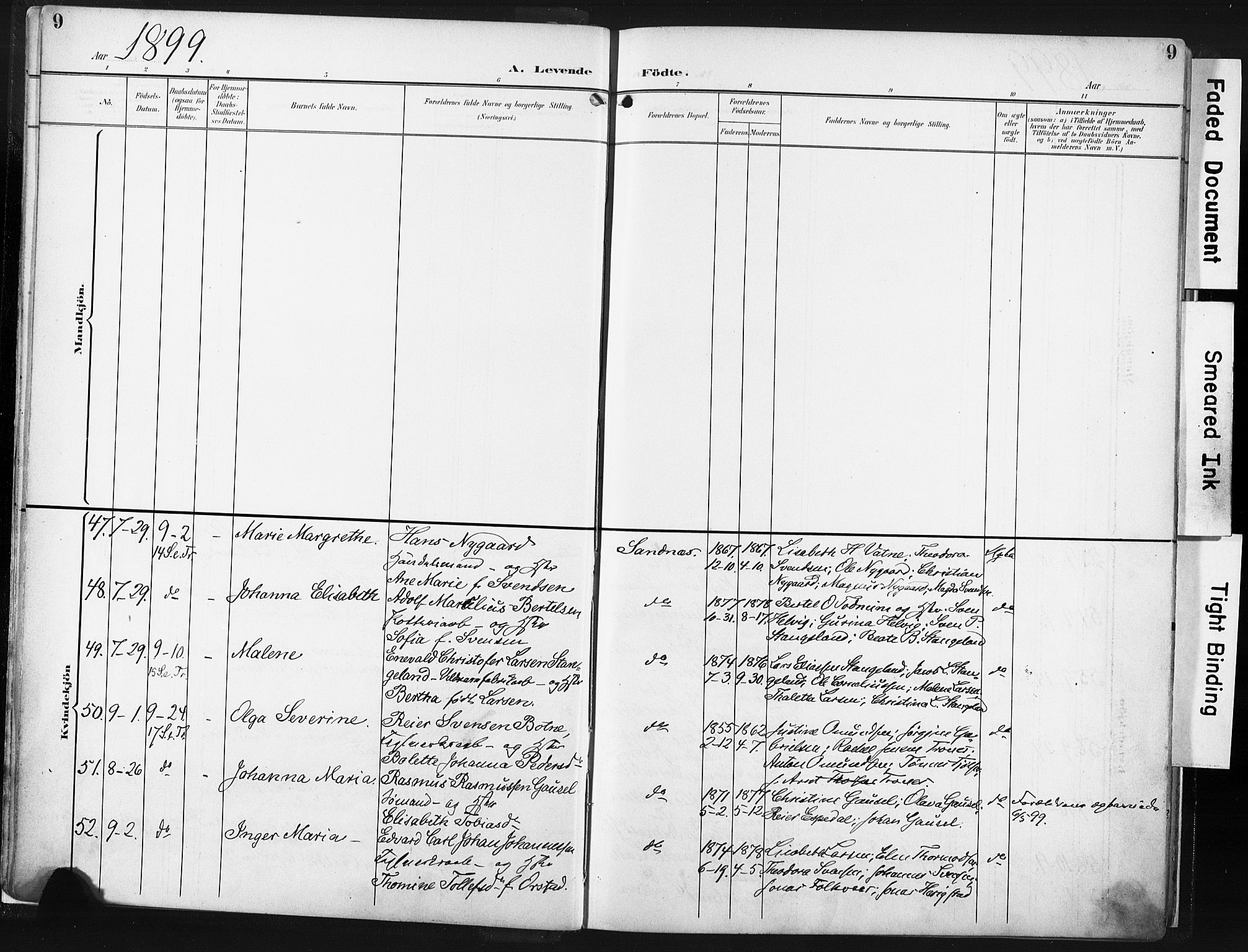 Høyland sokneprestkontor, AV/SAST-A-101799/001/30BA/L0016: Parish register (official) no. A 16, 1899-1911, p. 9