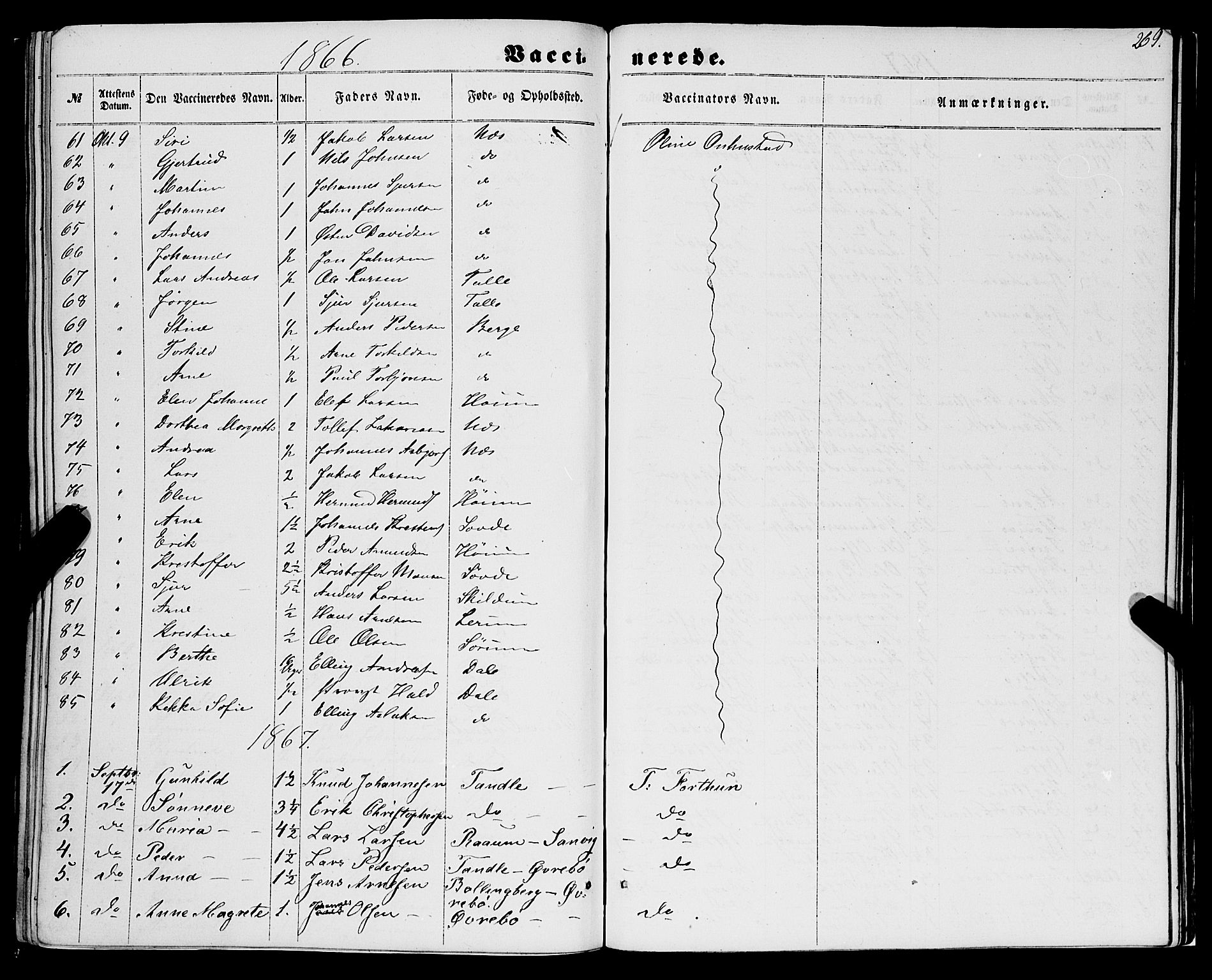 Luster sokneprestembete, SAB/A-81101/H/Haa/Haaa/L0008: Parish register (official) no. A 8, 1860-1870, p. 269