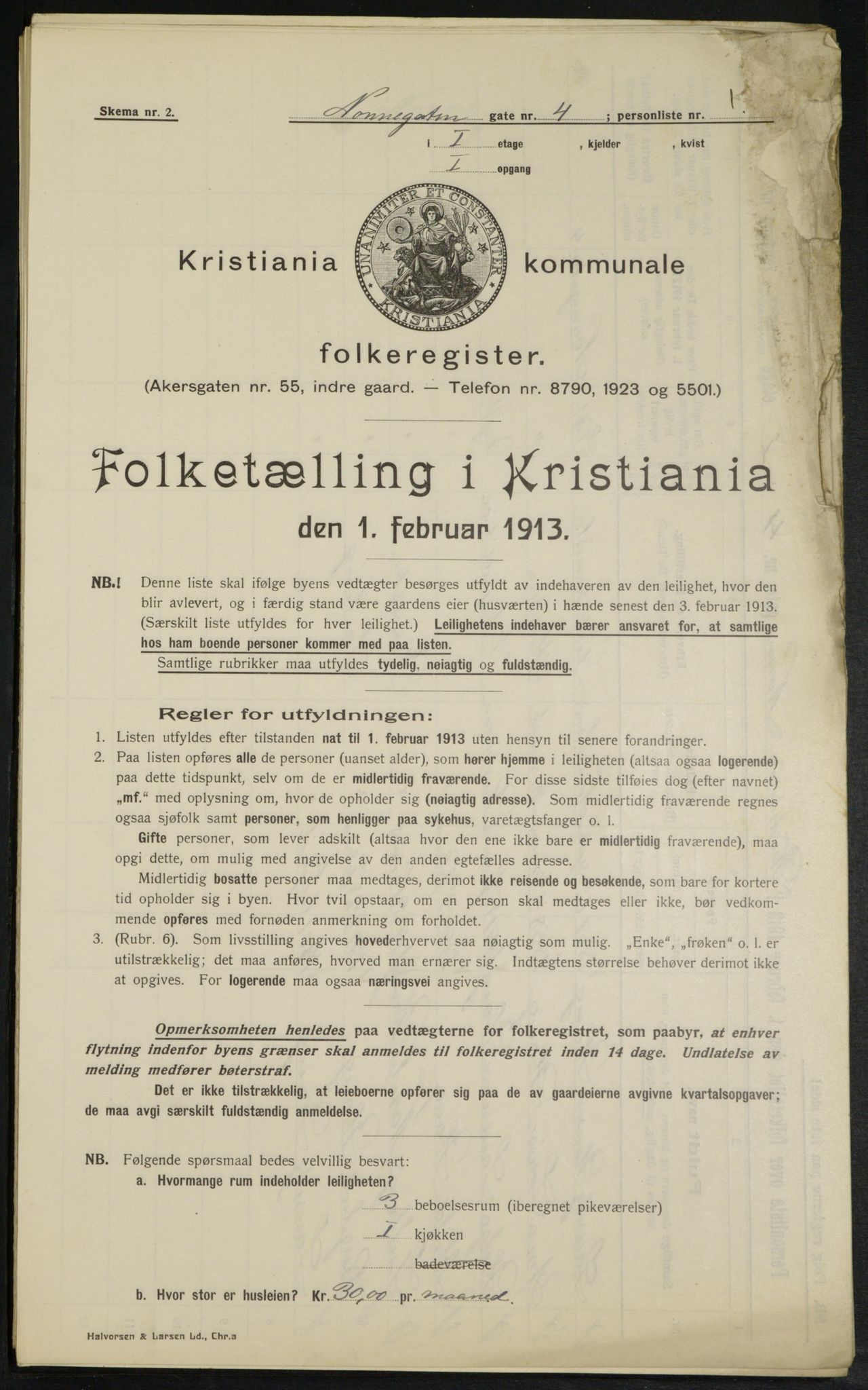 OBA, Municipal Census 1913 for Kristiania, 1913, p. 71384