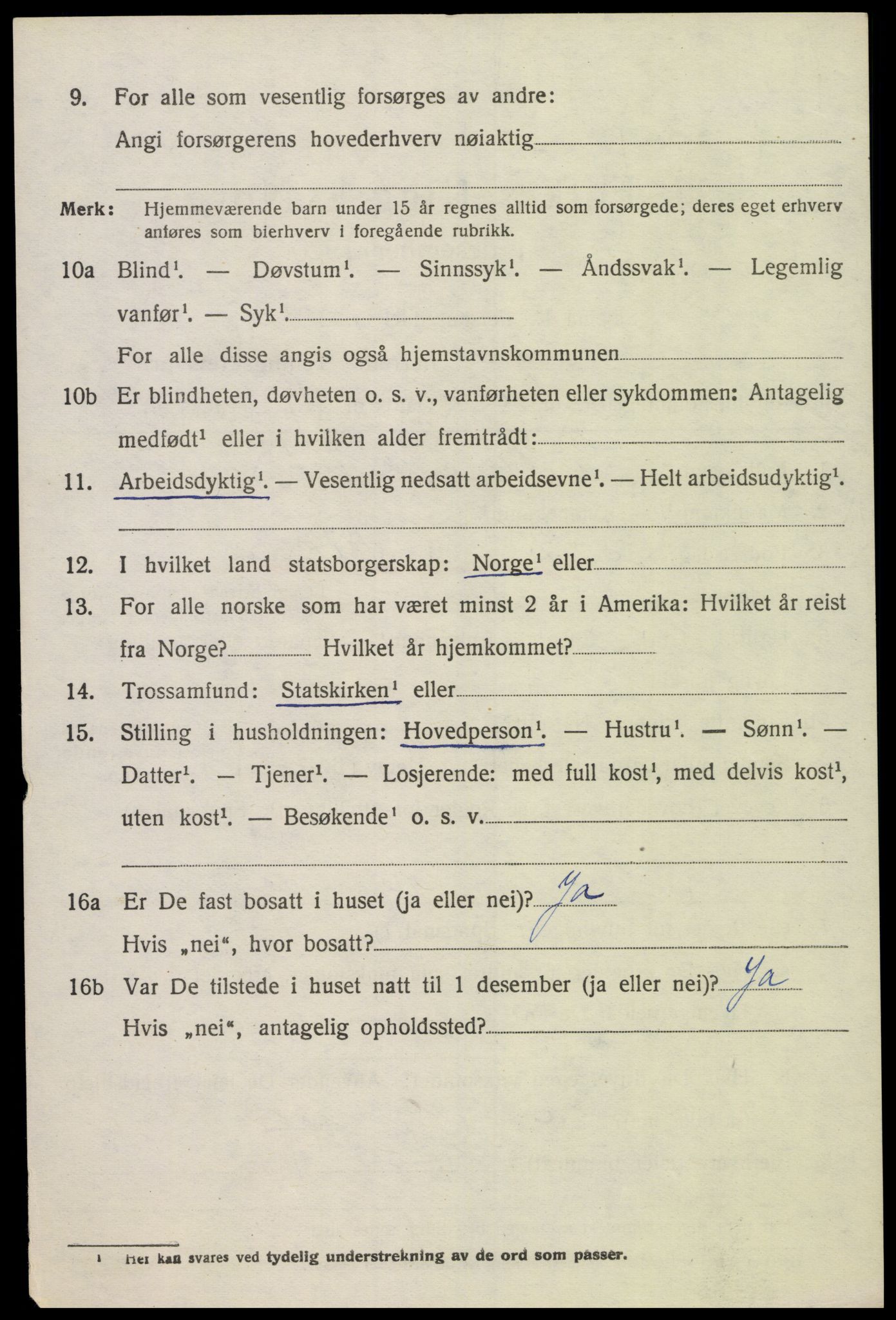 SAK, 1920 census for Søgne, 1920, p. 1494