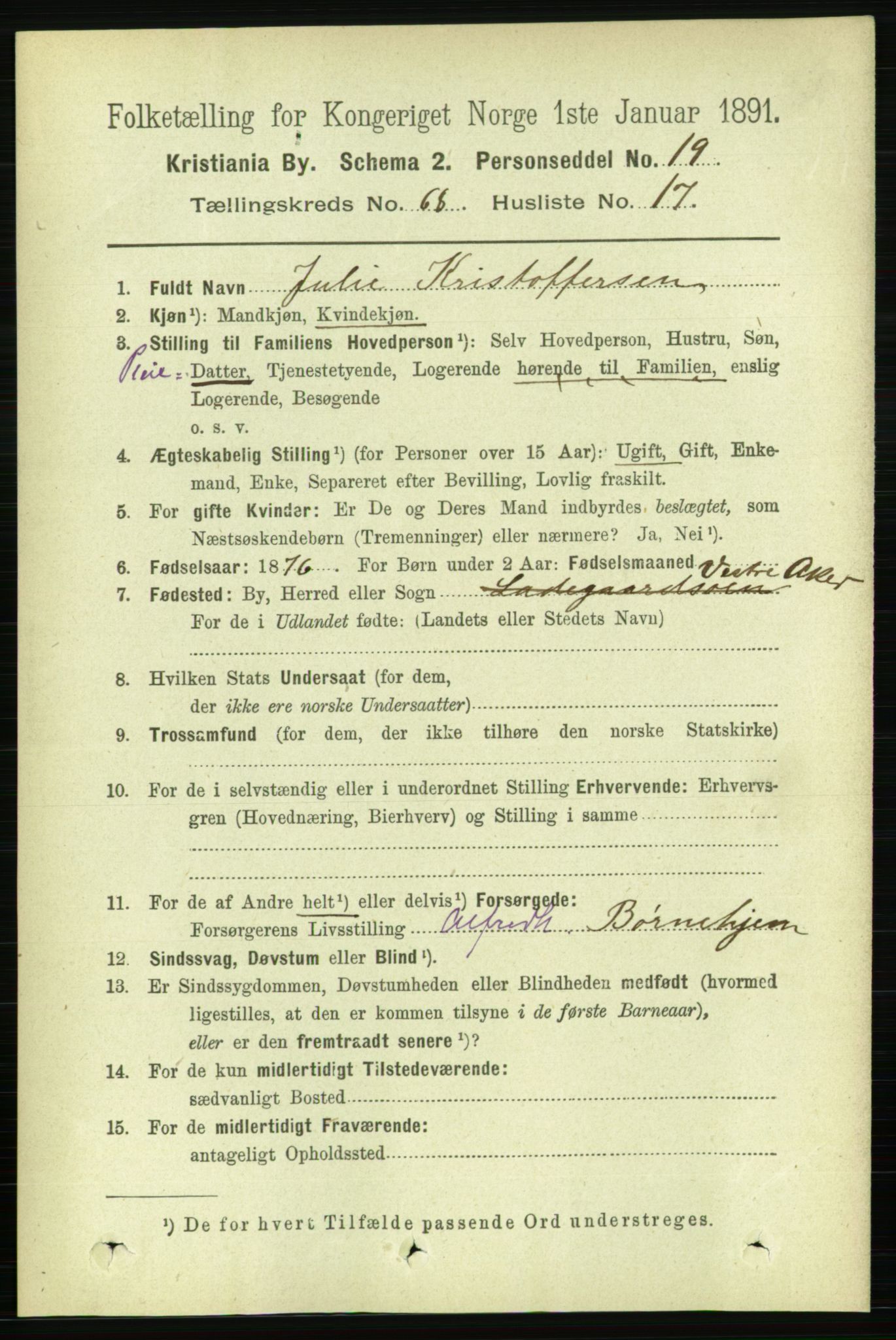 RA, 1891 census for 0301 Kristiania, 1891, p. 37623