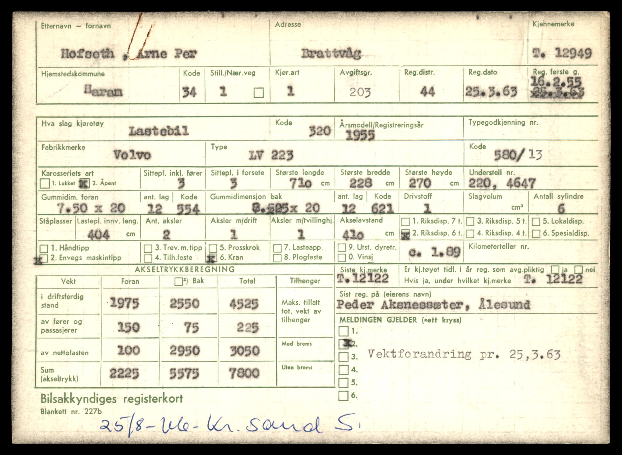 Møre og Romsdal vegkontor - Ålesund trafikkstasjon, SAT/A-4099/F/Fe/L0036: Registreringskort for kjøretøy T 12831 - T 13030, 1927-1998, p. 1827