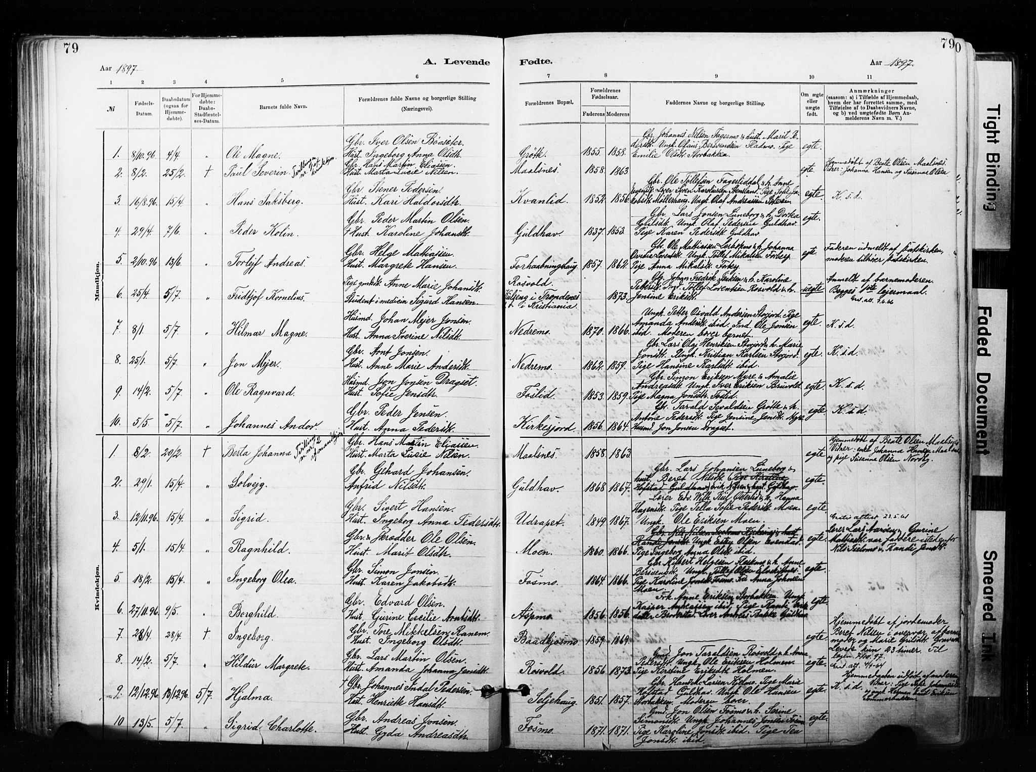 Målselv sokneprestembete, AV/SATØ-S-1311/G/Ga/Gaa/L0007kirke: Parish register (official) no. 7, 1884-1903, p. 79