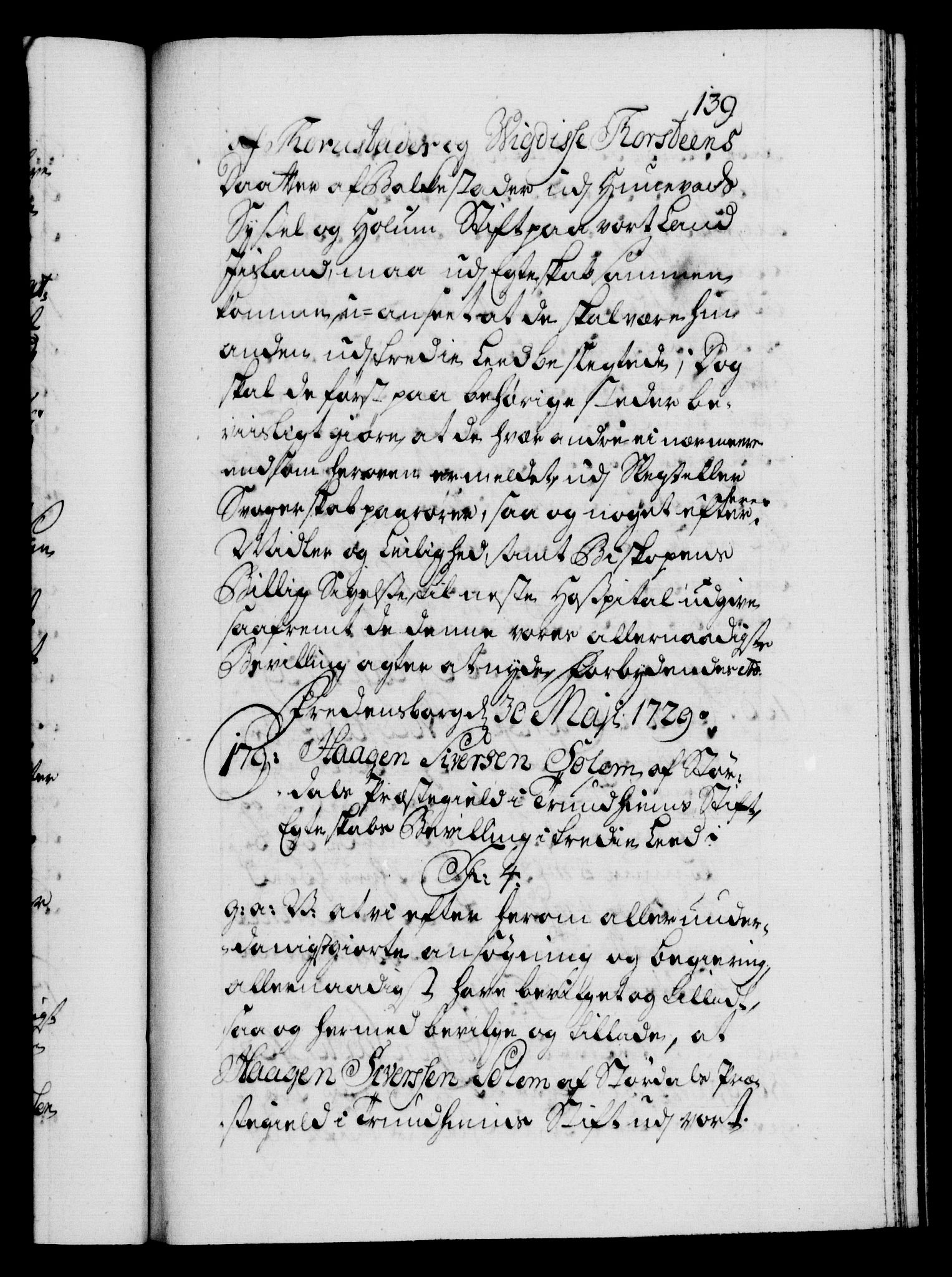 Danske Kanselli 1572-1799, AV/RA-EA-3023/F/Fc/Fca/Fcaa/L0026: Norske registre, 1729-1730, p. 139a