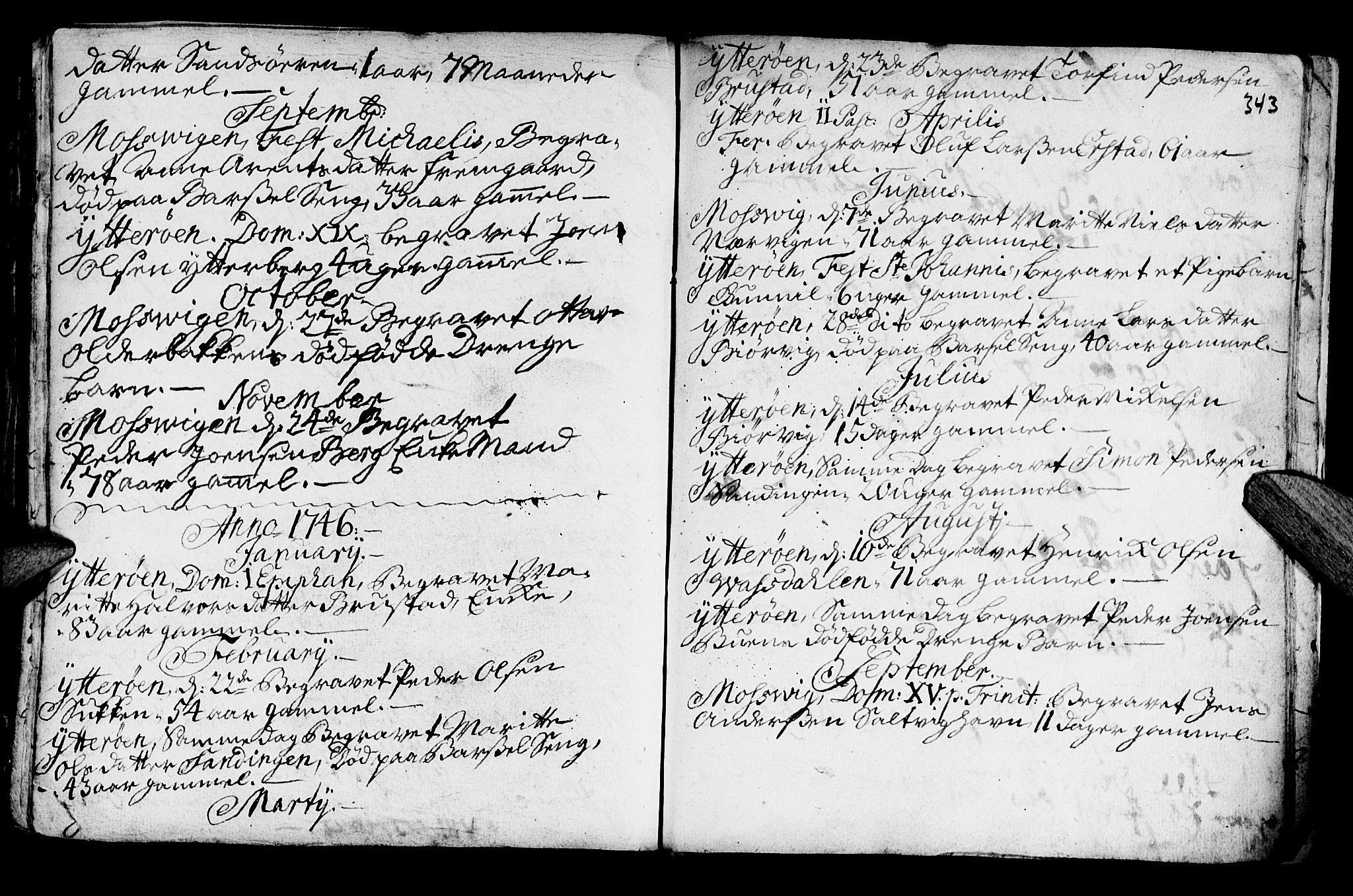 Ministerialprotokoller, klokkerbøker og fødselsregistre - Nord-Trøndelag, SAT/A-1458/722/L0215: Parish register (official) no. 722A02, 1718-1755, p. 343