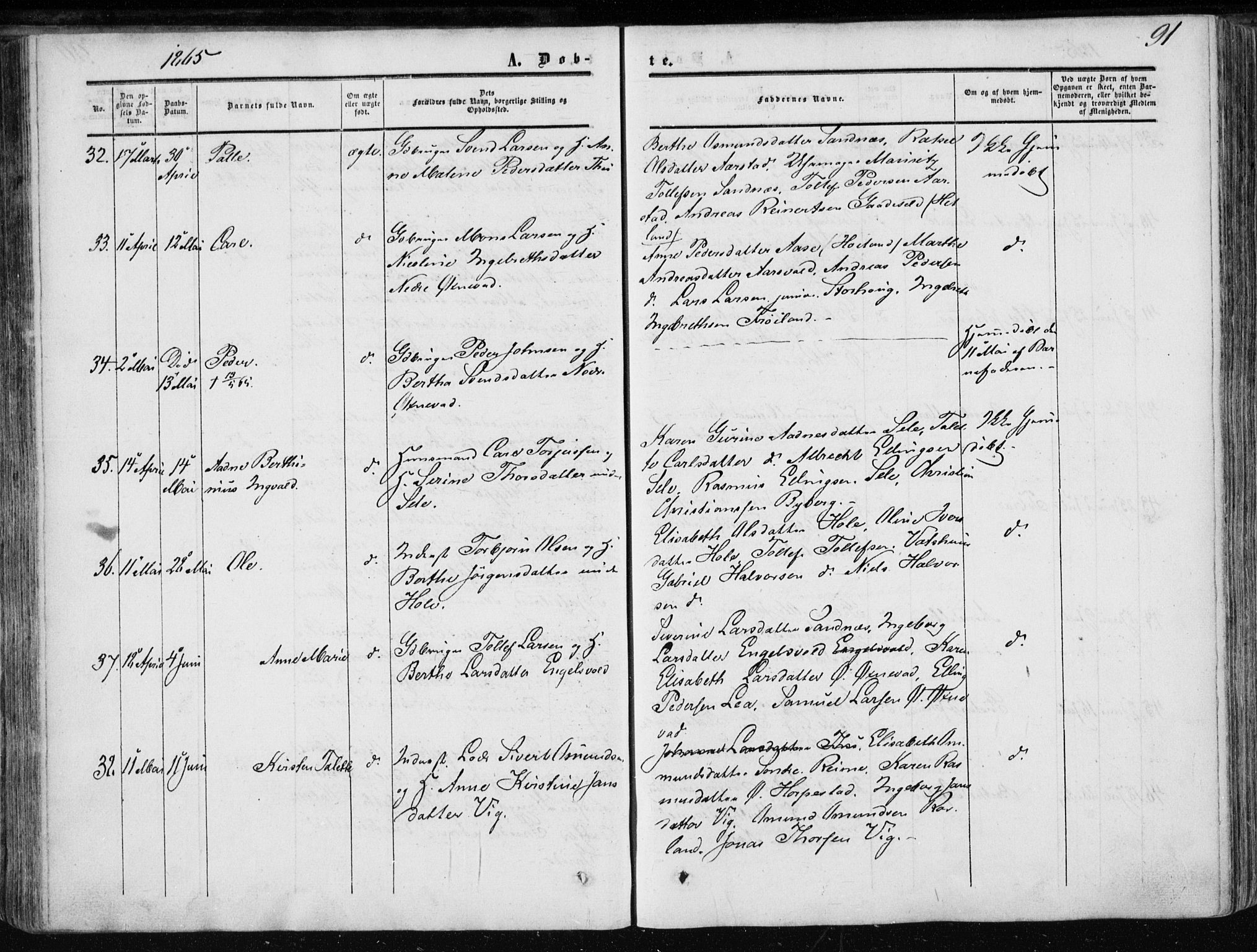 Klepp sokneprestkontor, AV/SAST-A-101803/001/3/30BA/L0005: Parish register (official) no. A 5, 1853-1870, p. 91