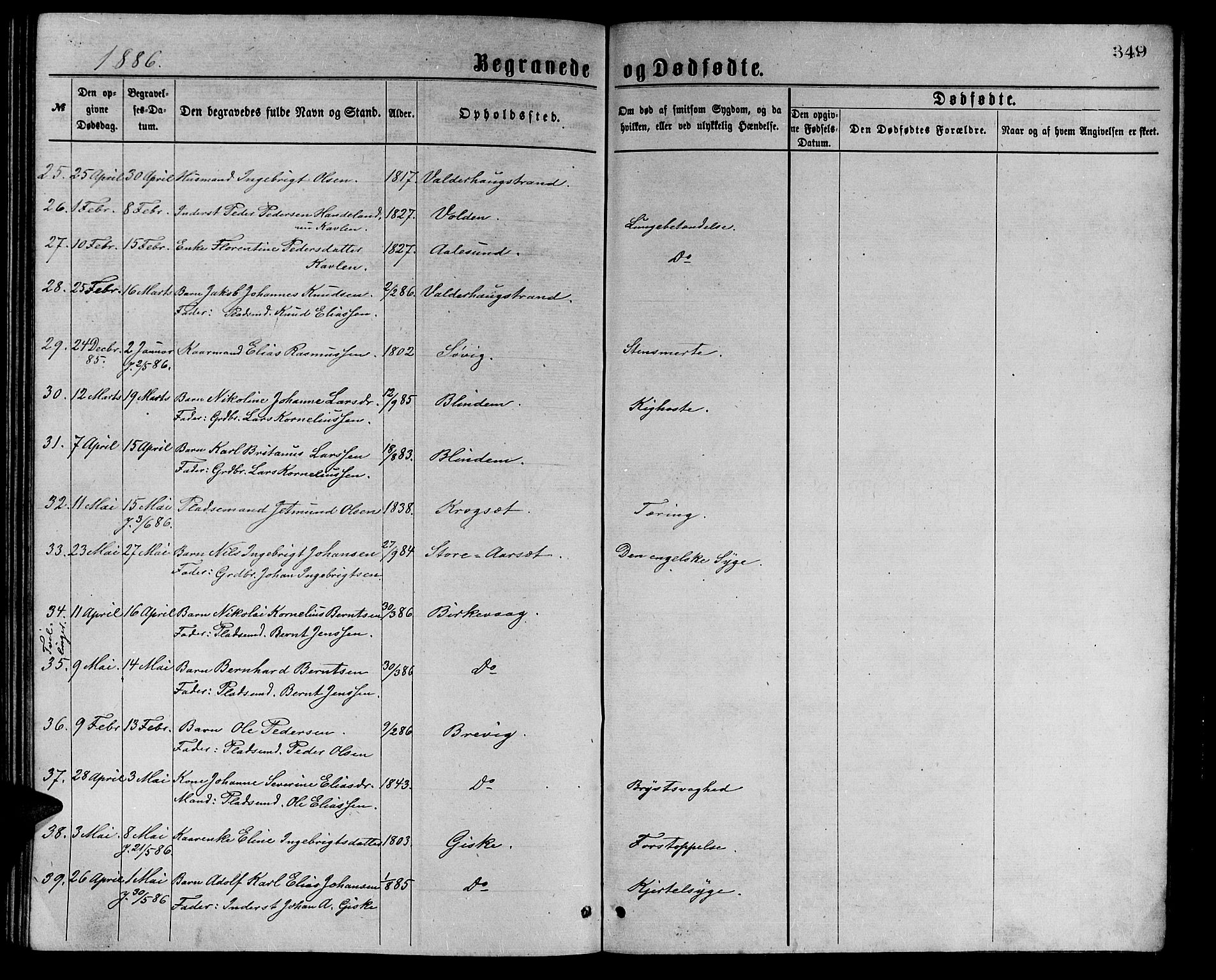 Ministerialprotokoller, klokkerbøker og fødselsregistre - Møre og Romsdal, AV/SAT-A-1454/528/L0429: Parish register (copy) no. 528C10, 1872-1886, p. 349