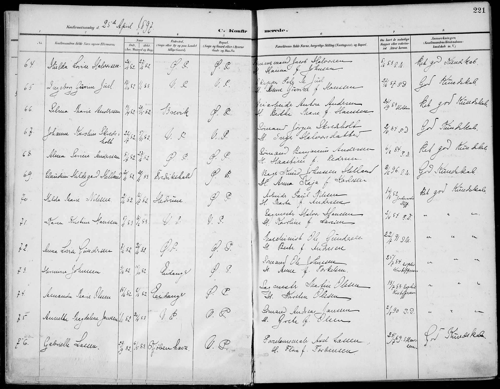 Porsgrunn kirkebøker , SAKO/A-104/F/Fa/L0011: Parish register (official) no. 11, 1895-1919, p. 221