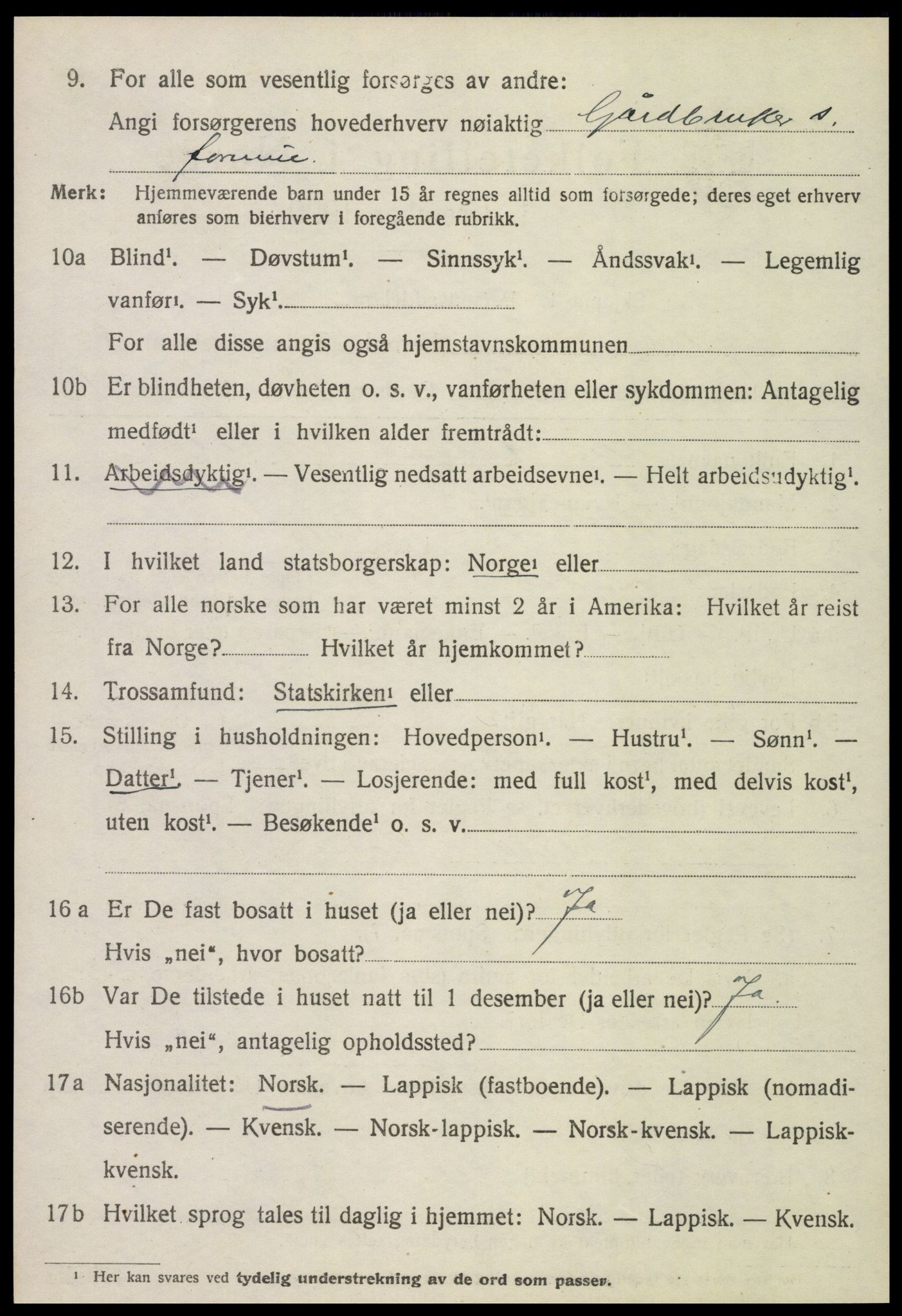 SAT, 1920 census for Tydal, 1920, p. 1736