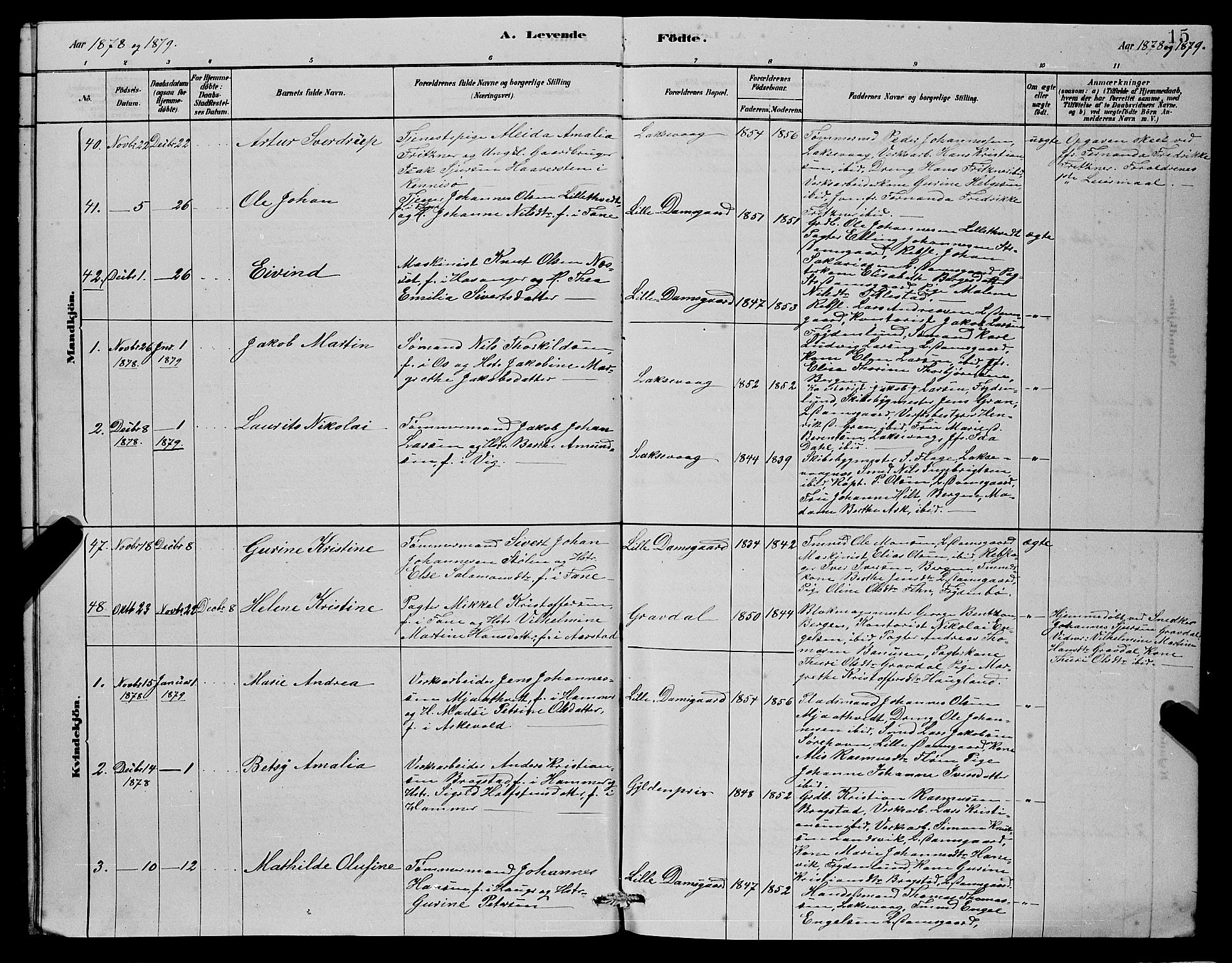 Laksevåg Sokneprestembete, SAB/A-76501/H/Ha/Hab/Haba/L0002: Parish register (copy) no. A 2, 1877-1887, p. 15