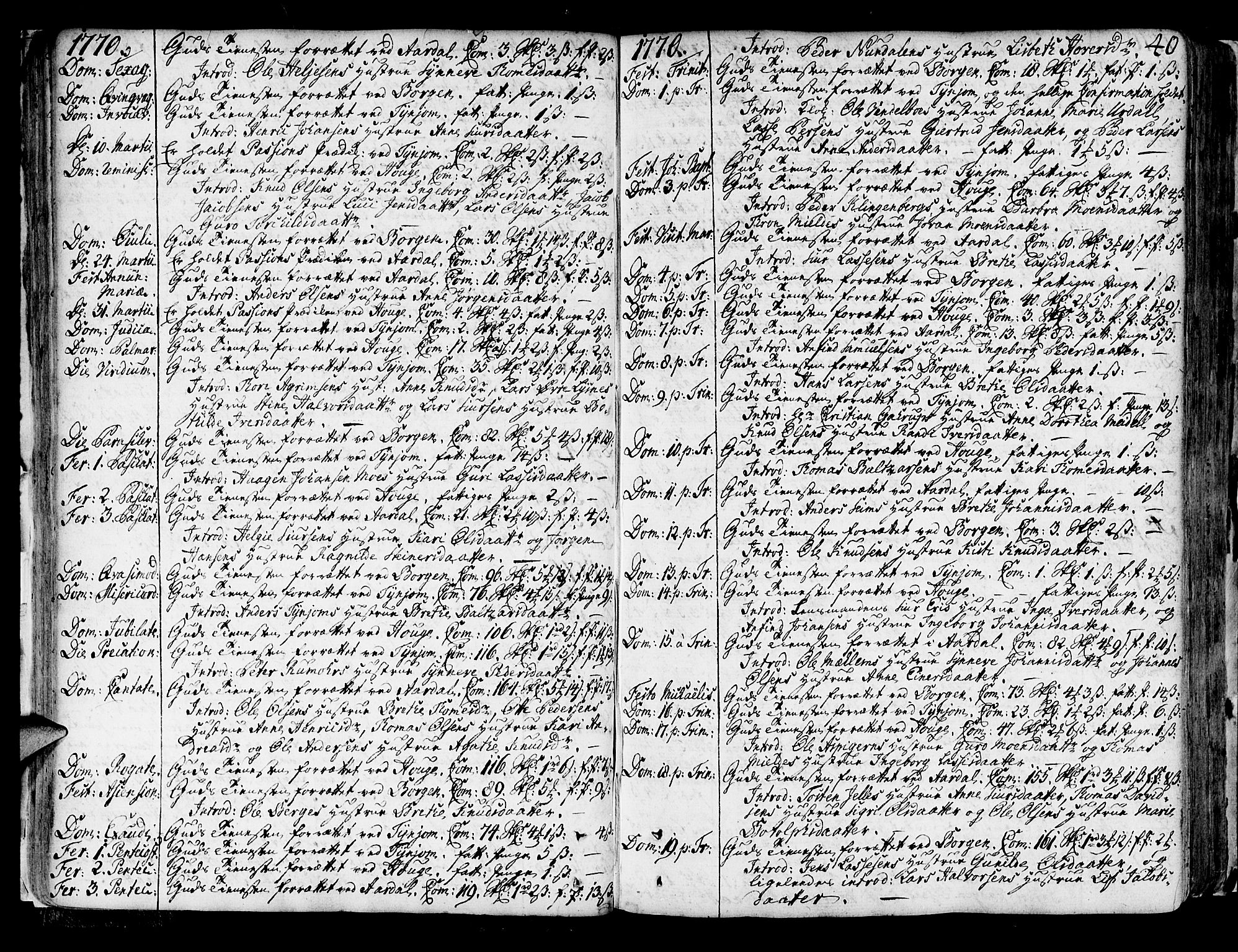 Lærdal sokneprestembete, SAB/A-81201: Parish register (official) no. A 2, 1752-1782, p. 40