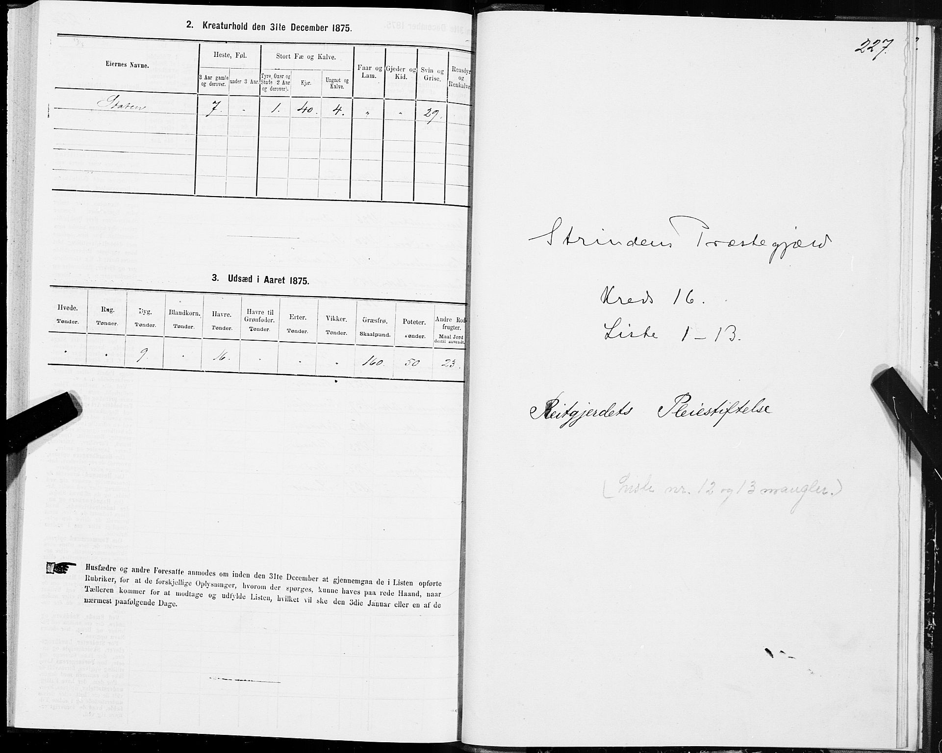 SAT, 1875 census for 1660P Strinda, 1875, p. 8227
