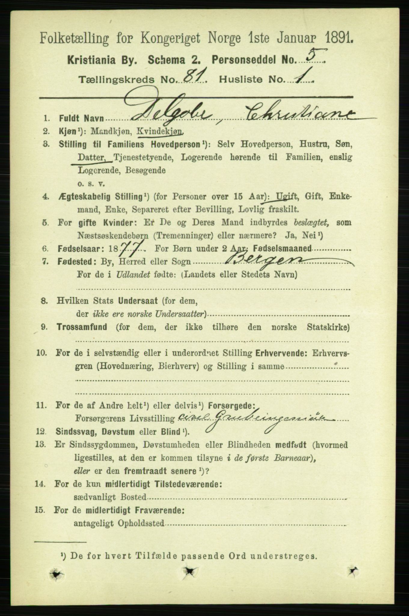 RA, 1891 census for 0301 Kristiania, 1891, p. 41529