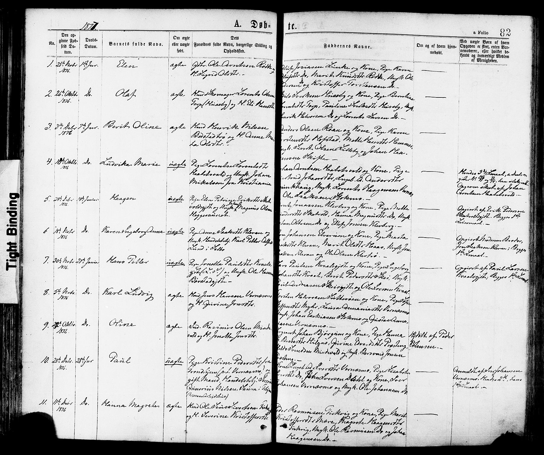 Ministerialprotokoller, klokkerbøker og fødselsregistre - Nord-Trøndelag, SAT/A-1458/709/L0076: Parish register (official) no. 709A16, 1871-1879, p. 82