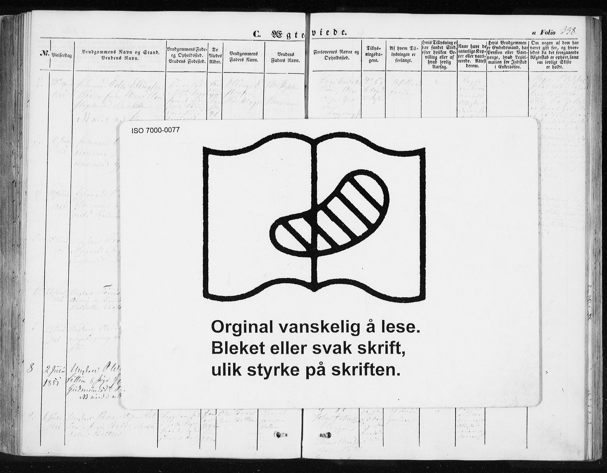 Ministerialprotokoller, klokkerbøker og fødselsregistre - Møre og Romsdal, AV/SAT-A-1454/576/L0883: Parish register (official) no. 576A01, 1849-1865, p. 338