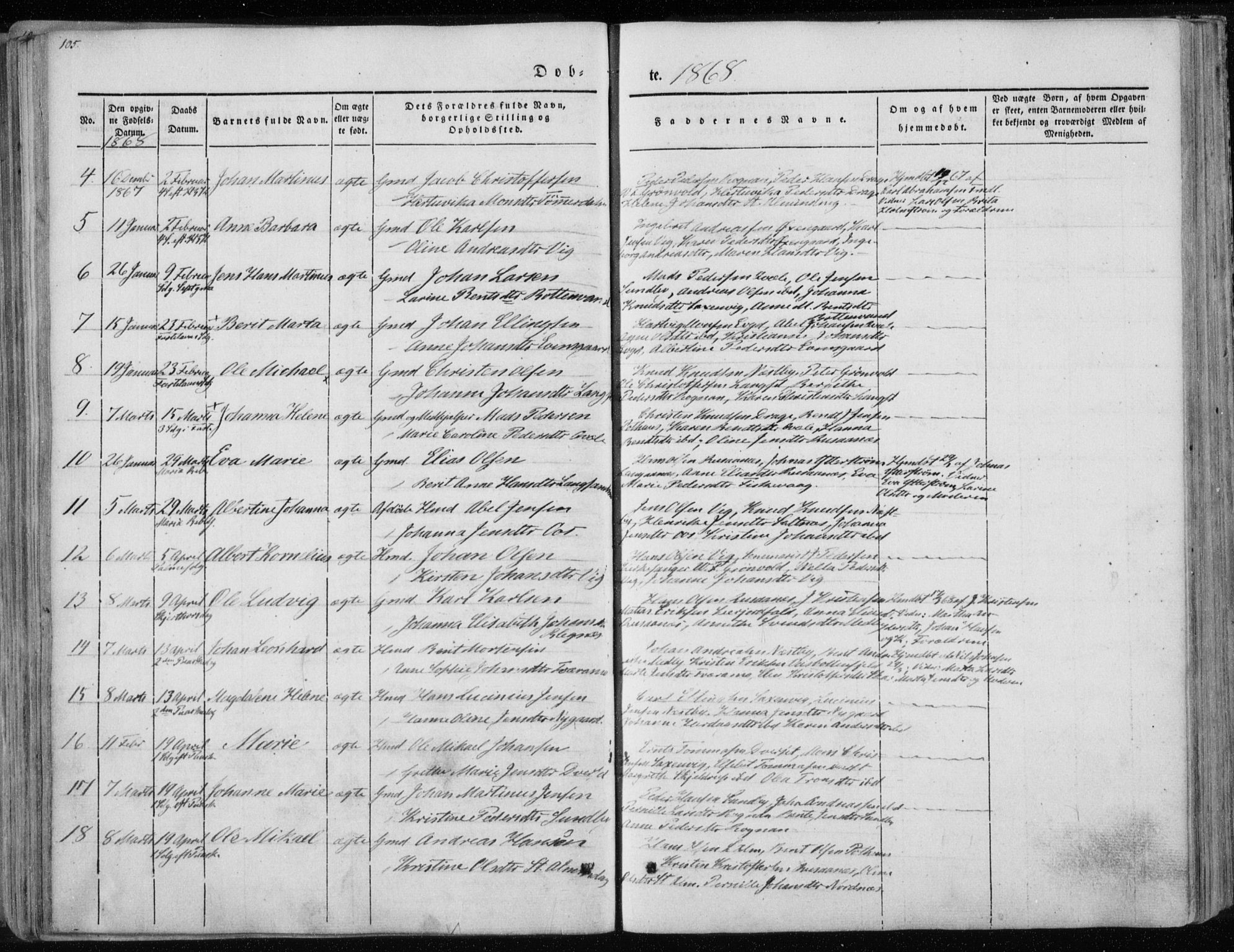 Ministerialprotokoller, klokkerbøker og fødselsregistre - Nordland, AV/SAT-A-1459/847/L0666: Parish register (official) no. 847A06, 1842-1871, p. 105