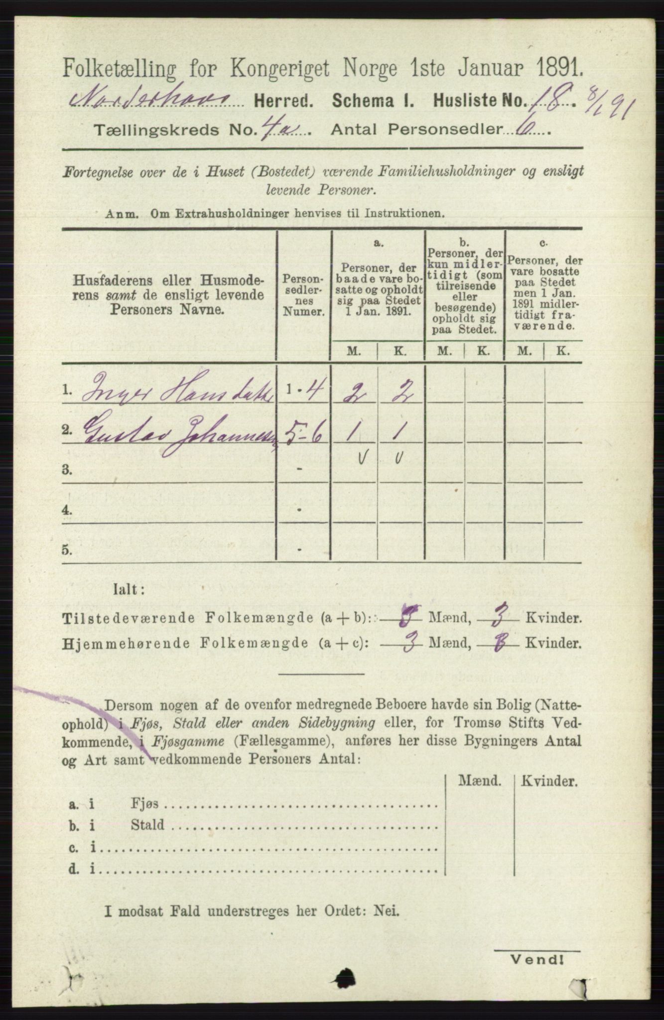 RA, 1891 census for 0613 Norderhov, 1891, p. 1707